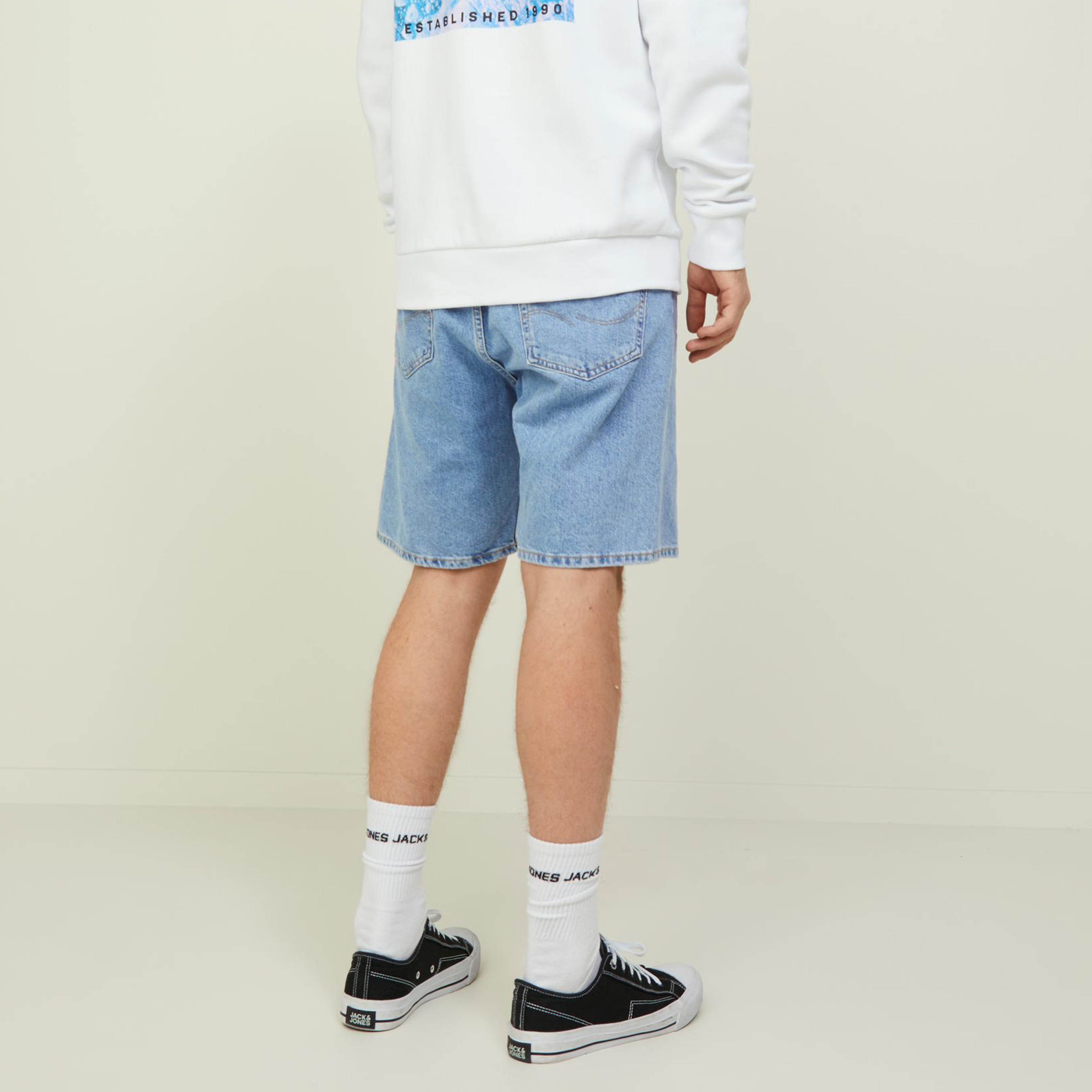 Jack & Jones Plain Mid-Rise Denim Shorts-men-clothing-bottoms-shorts-image-4