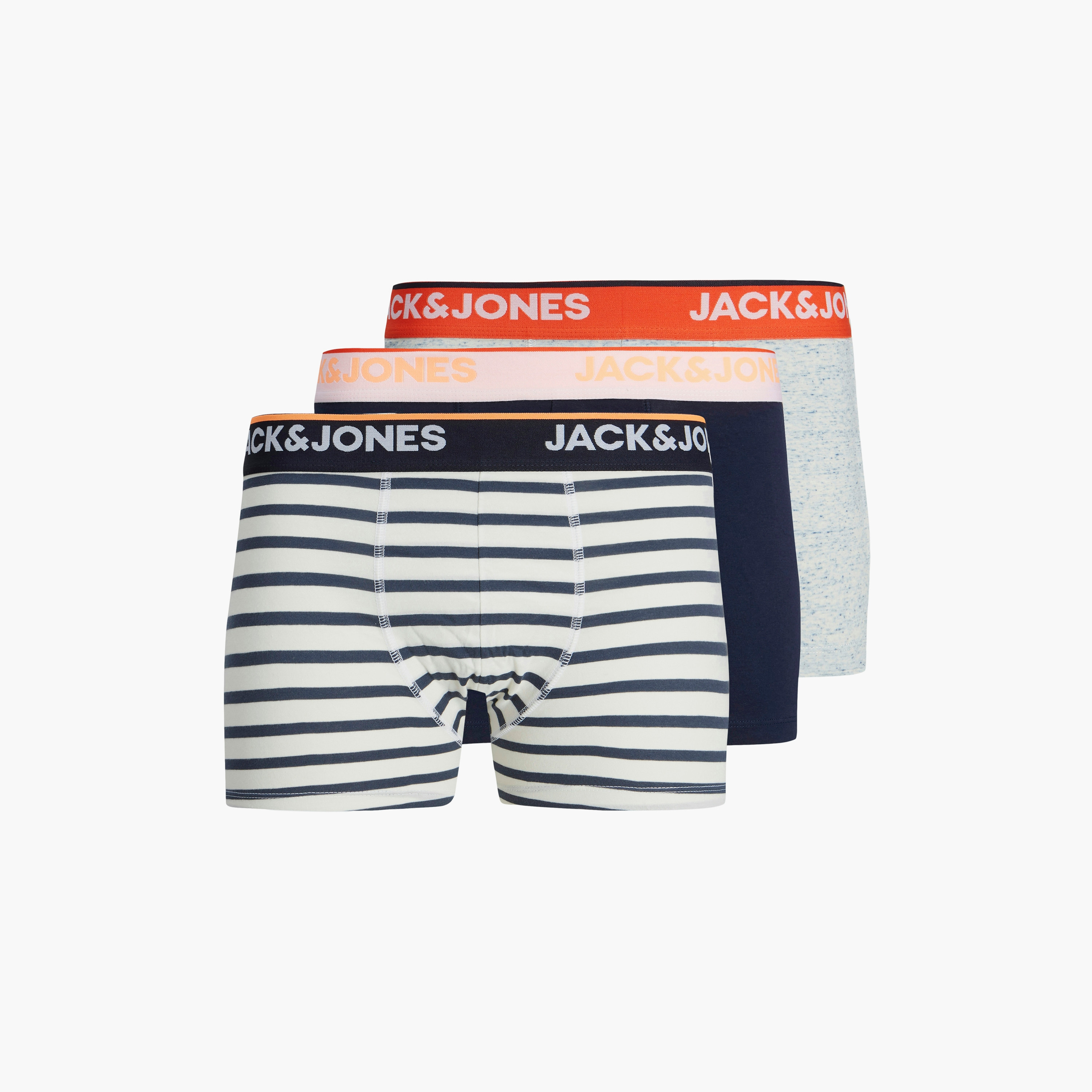 Jack & Jones Pack of 3 Brand Print Elasticated Waistband Men's Trunks-men-clothing-innerwear-underwear-image-1