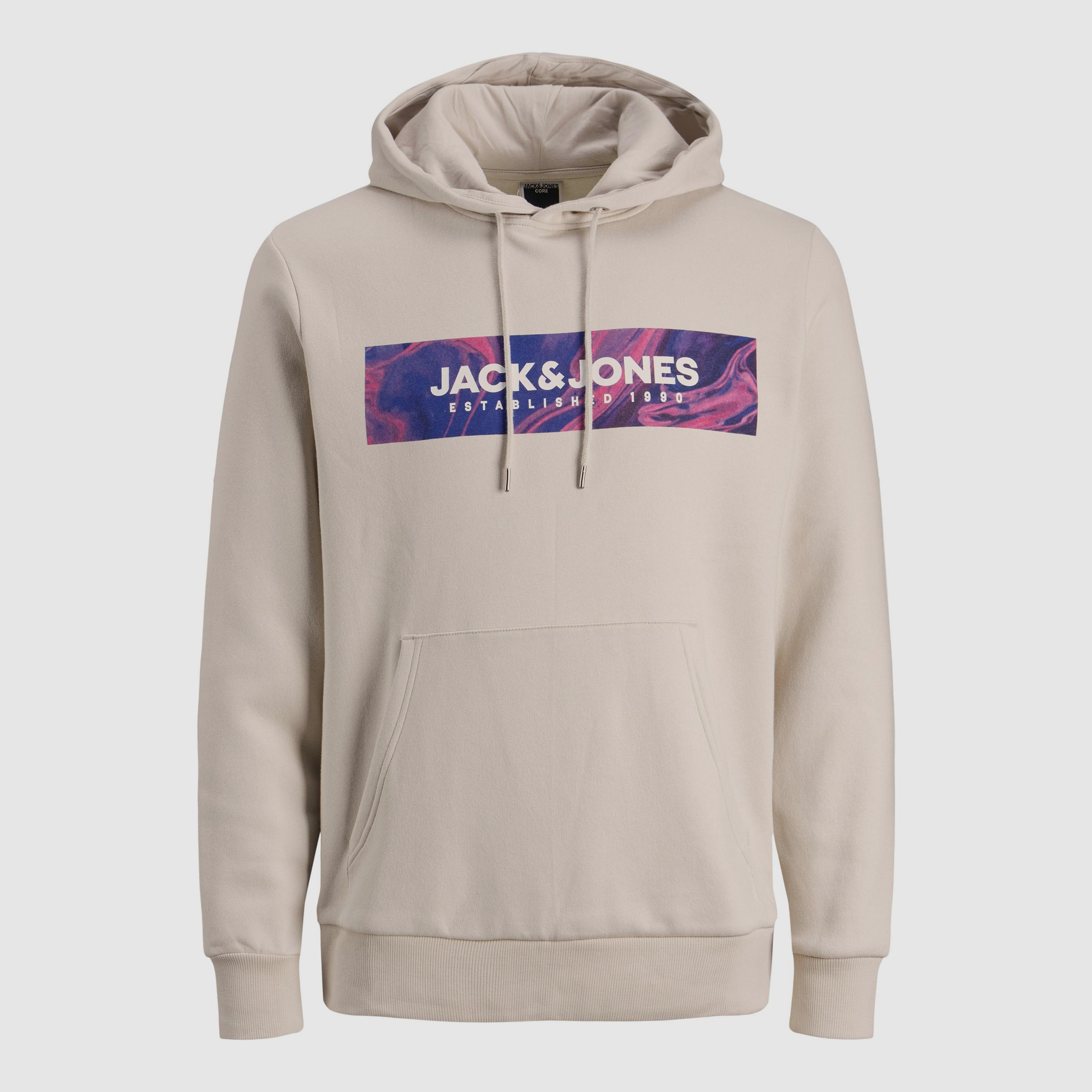 هودي جاك آند جونزبجيب كنغر وبأكمام طويلة وطبعة بيج للرجال-men-winterwear-hoodiesandsweatshirts-image-7