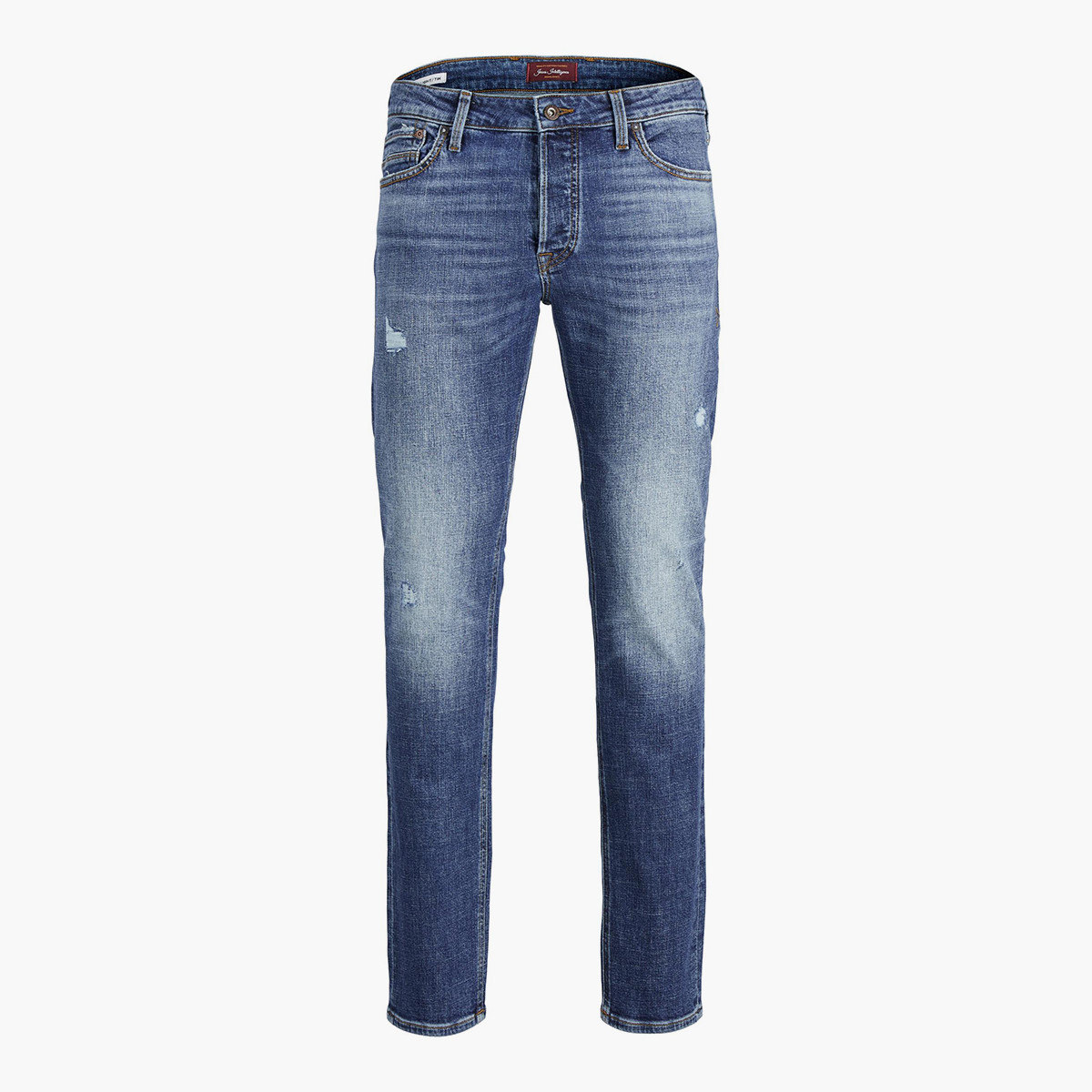 Jack & Jones Men Blue Ripped Slim Fit Jeans with Pockets-men-clothing-bottoms-jeans-image-1