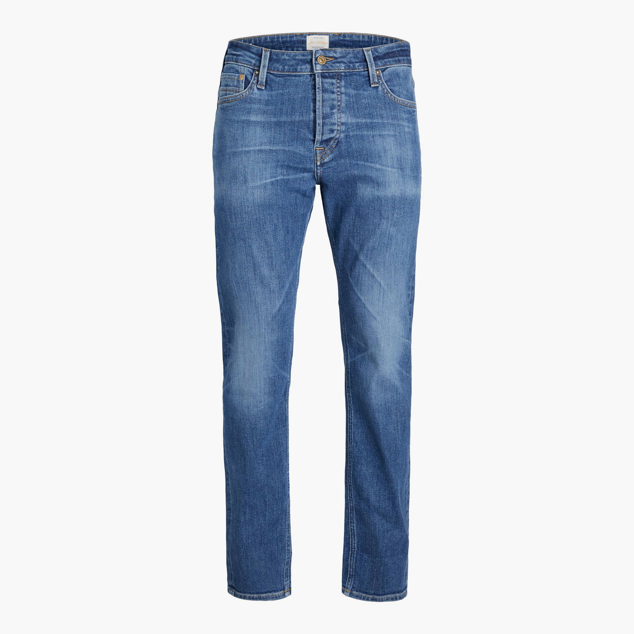 بنطلون جينز رجالي من جاك آند جونز بلون أزرق سادة مع قصّة ضيّقة بجيب خاص-men-clothing-jeans-image-1