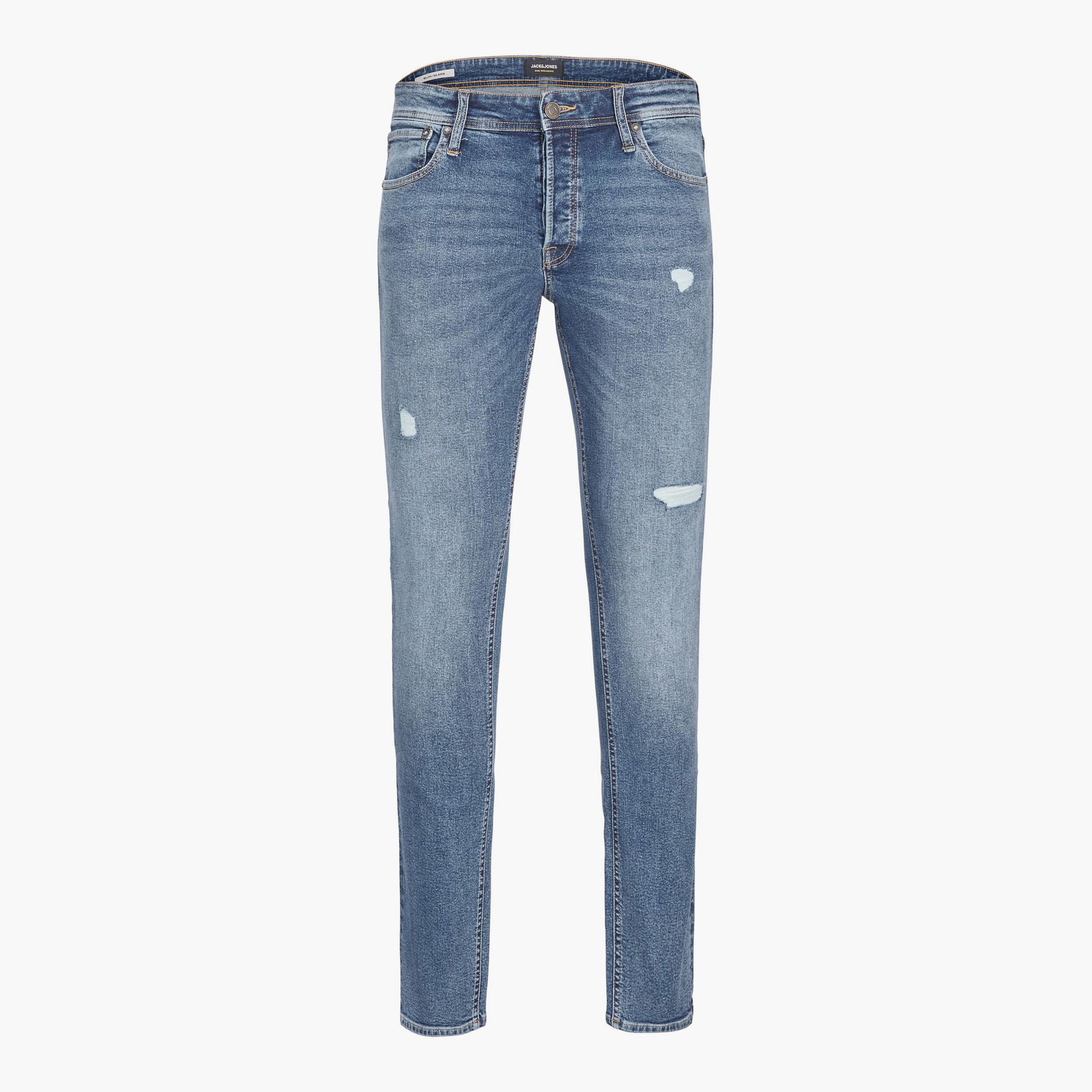 بنطلون جينز جاك آند جونز رجالي بلون أزرق ممزق مع سليم فيت بجيوب-men-clothing-bottoms-jeans-image-2