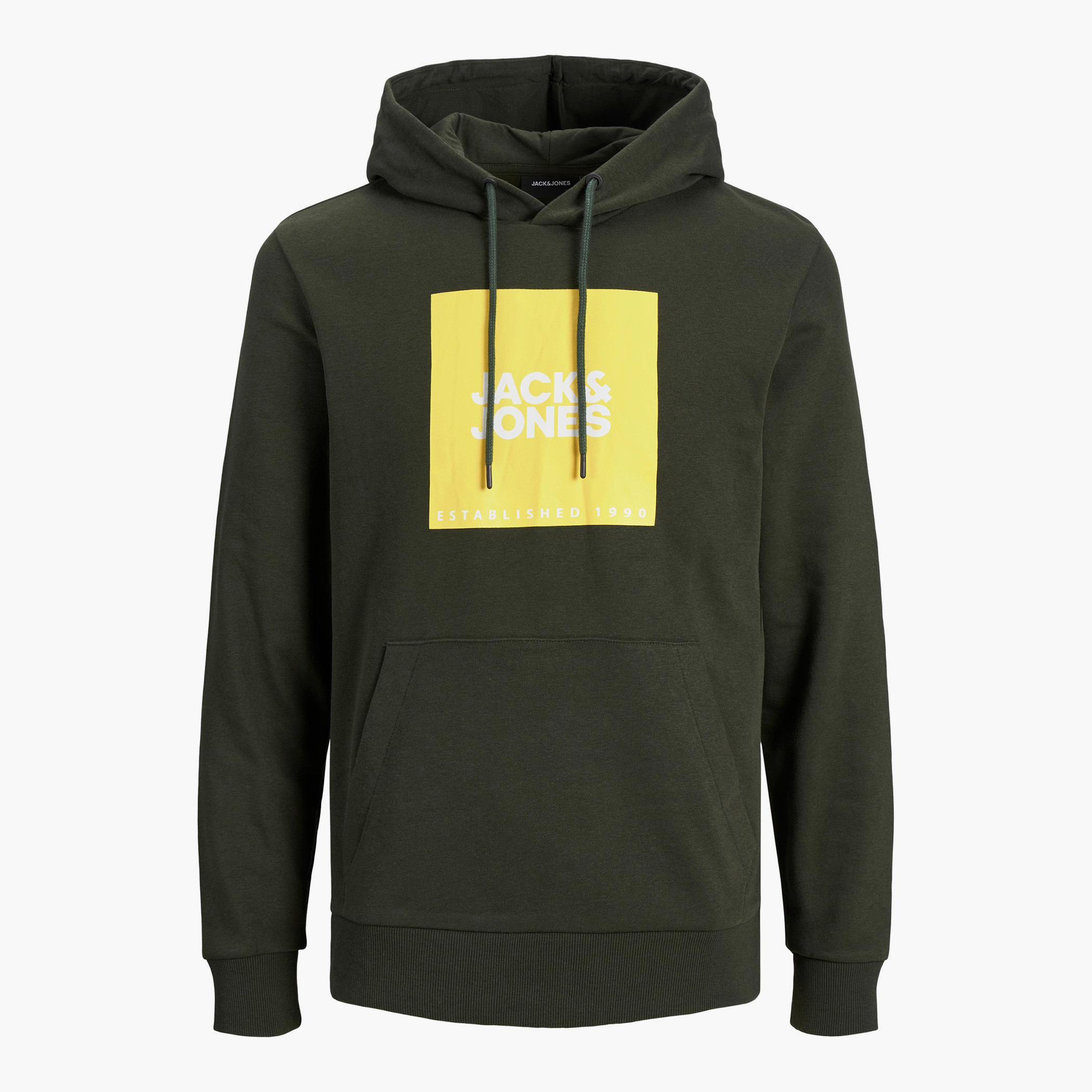 Jack & Jones Men Black Printed Kangaroo Pocket Hoodie-men-winterwear-hoodiesandsweatshirts-image-2