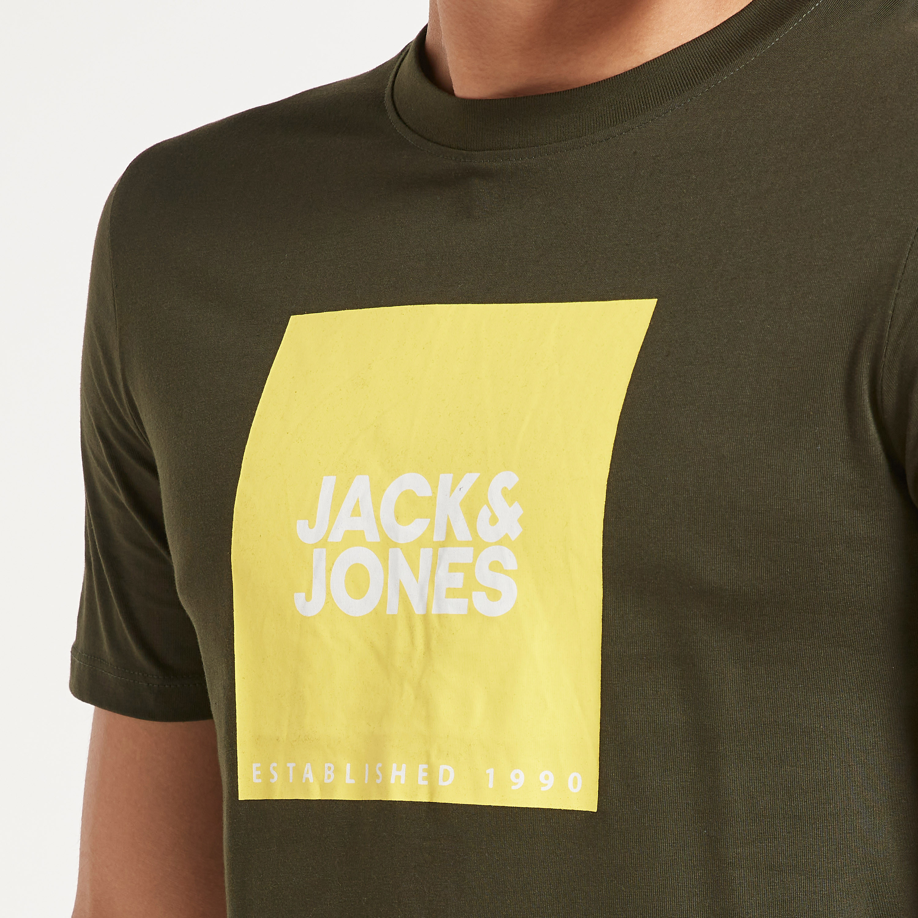 Jack & Jones Men Green Printed Crew Neck Short Sleeves T-Shirt-men-clothing-tshirtsandpolos-tshirts-image-4
