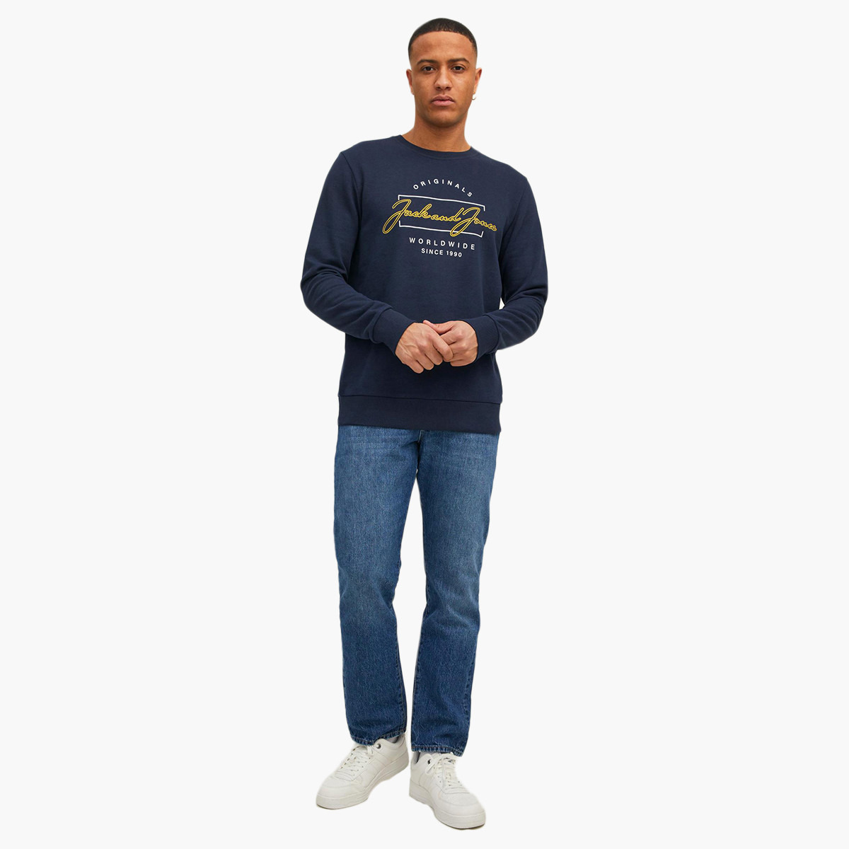 قميص من النوع الثقيل جاك آند جونز للرجال باللون الأزرق الداكن برقبة مستديرة-men-winterwear-hoodiesandsweatshirts-image-4