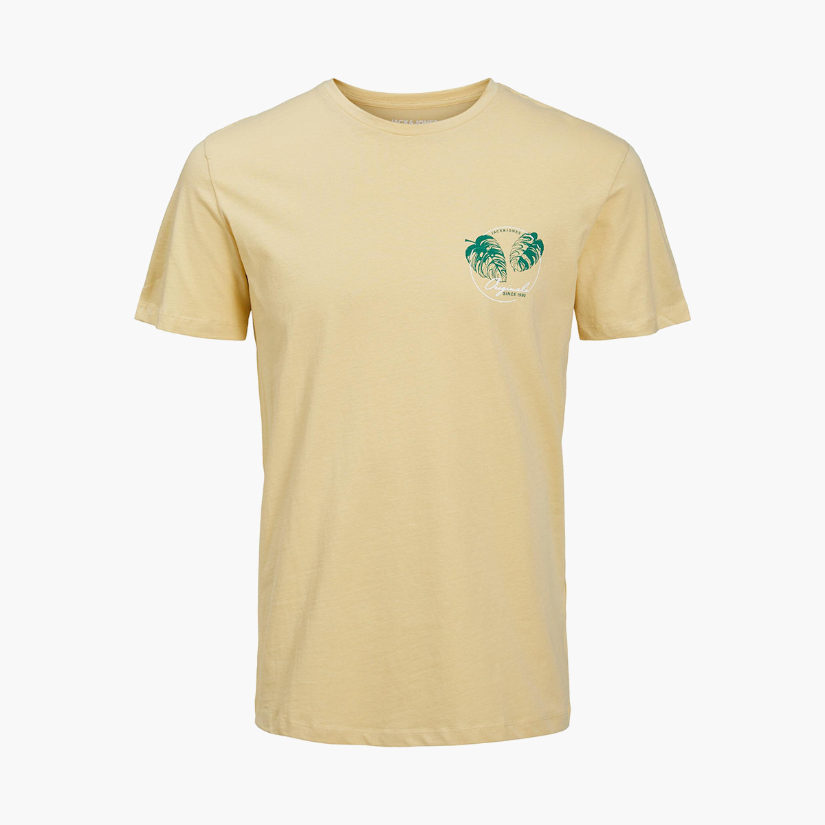 تي شيرت جاك آند جونز رجالي أصفر مطبوع بياقة مستديرة وأكمام قصيرة-men-clothing-tshirtsandpolos-tshirts-image-2