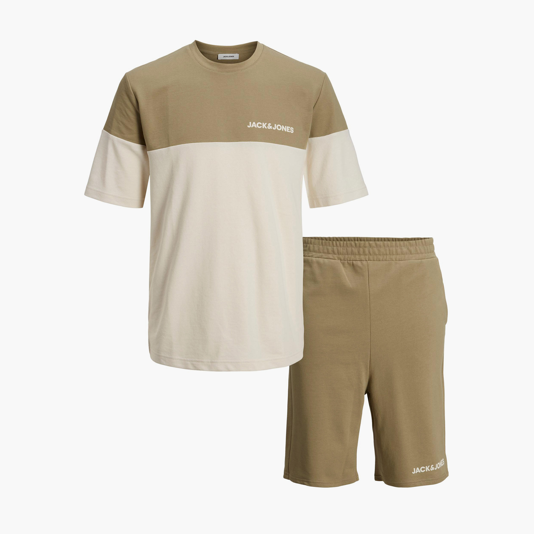 طقم تي شيرت وشورت من جاك آند جونز رجالي أزرق اللون برقبة مستديرة وشورت-men-clothing-nightwear-sets-image-4