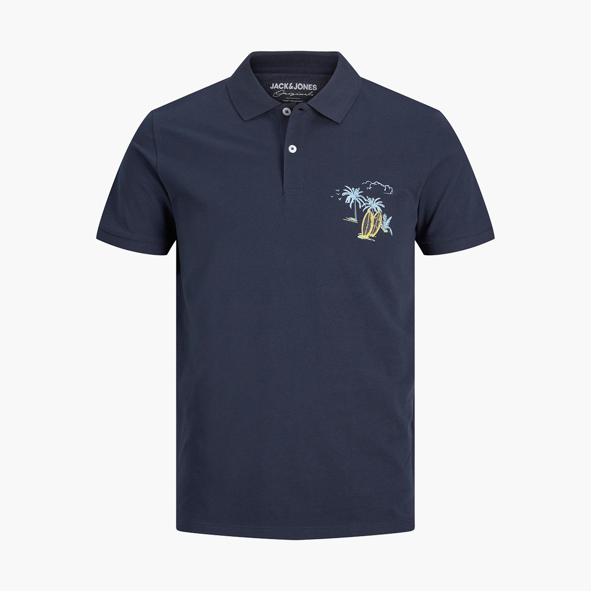 تي شيرت بولو جاك آند جونز بأكمام قصيرة مطبوع كحلي للرجال-men-clothing-tshirtsandpolos-polos-image-2