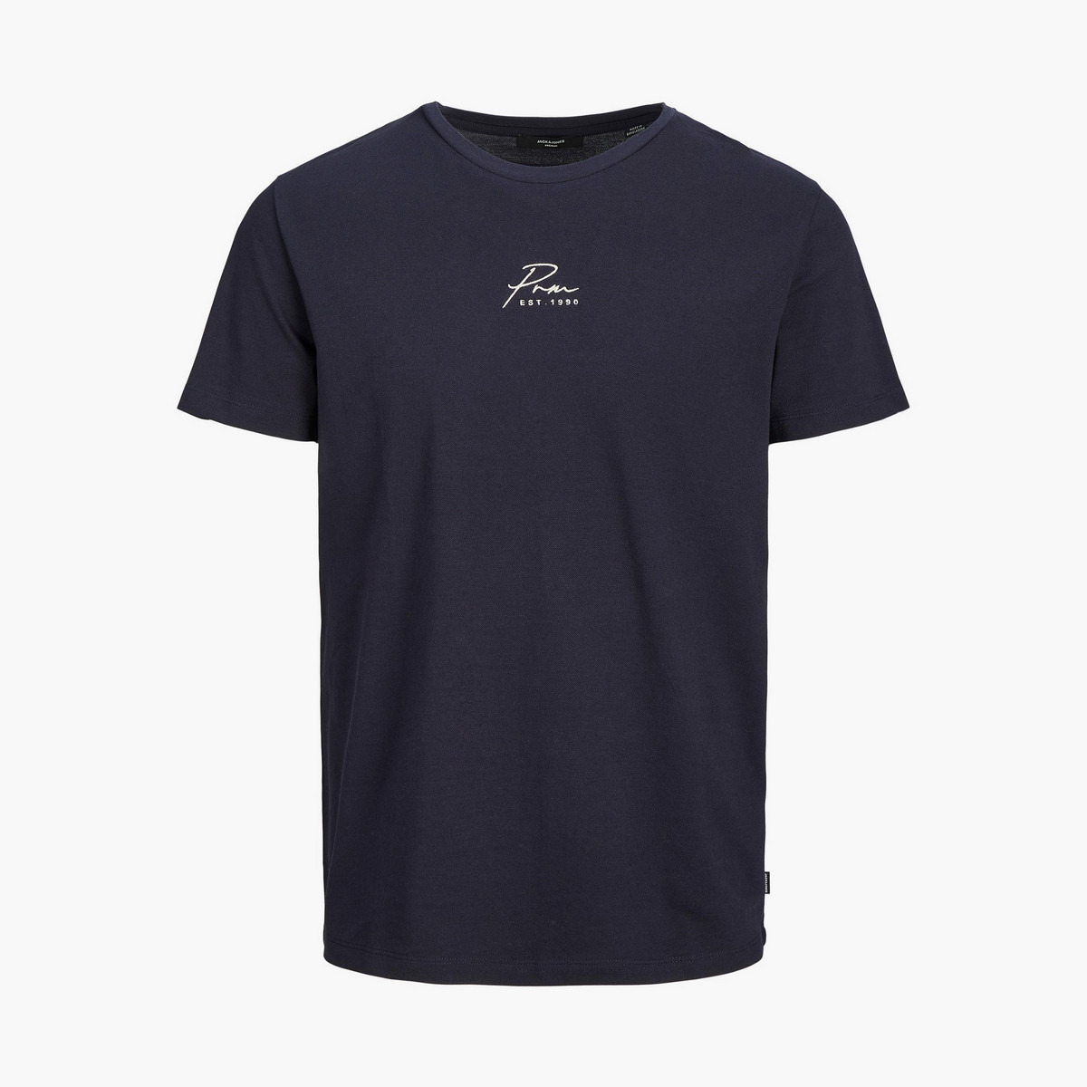 تي شيرت رجالي من جاك آند جونز بأكمام قصيرة و ياقة مستديرة سادة مع أزرق كحلي-men-clothing-tshirtsandpolos-tshirts-image-3