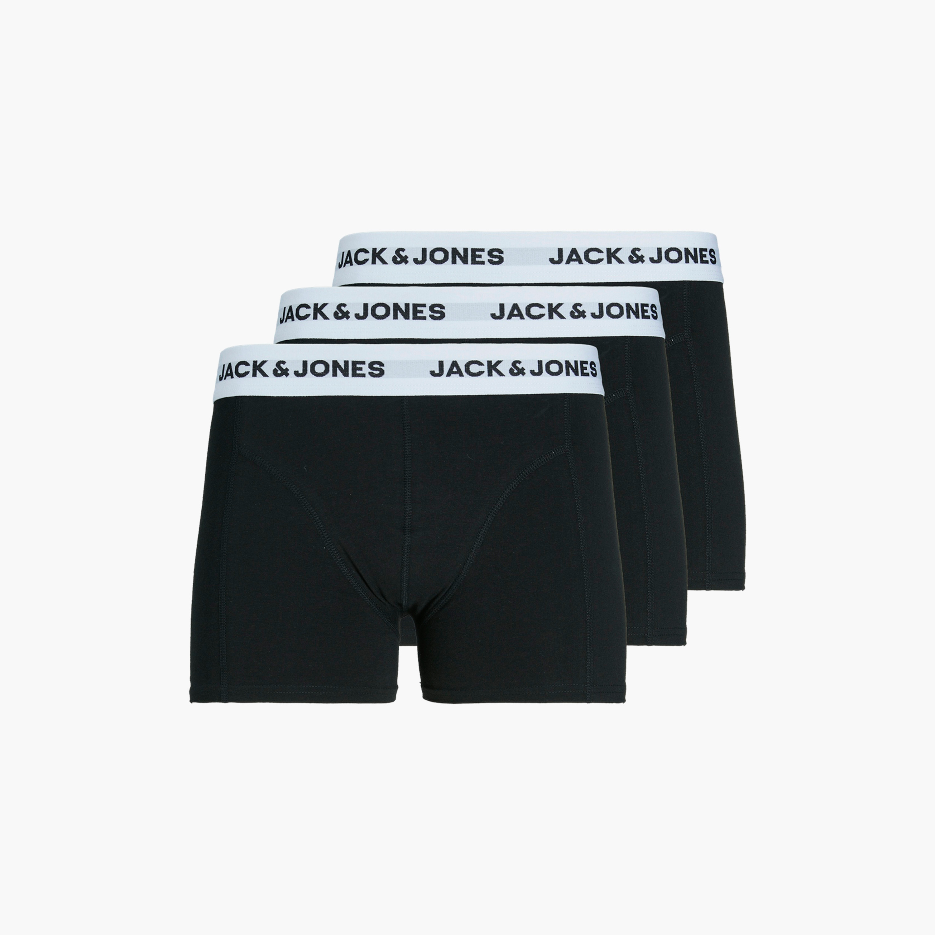 Jack & Jones Pack of 3 Brand Print Waistband Trunks-men-clothing-innerwear-underwear-image-1