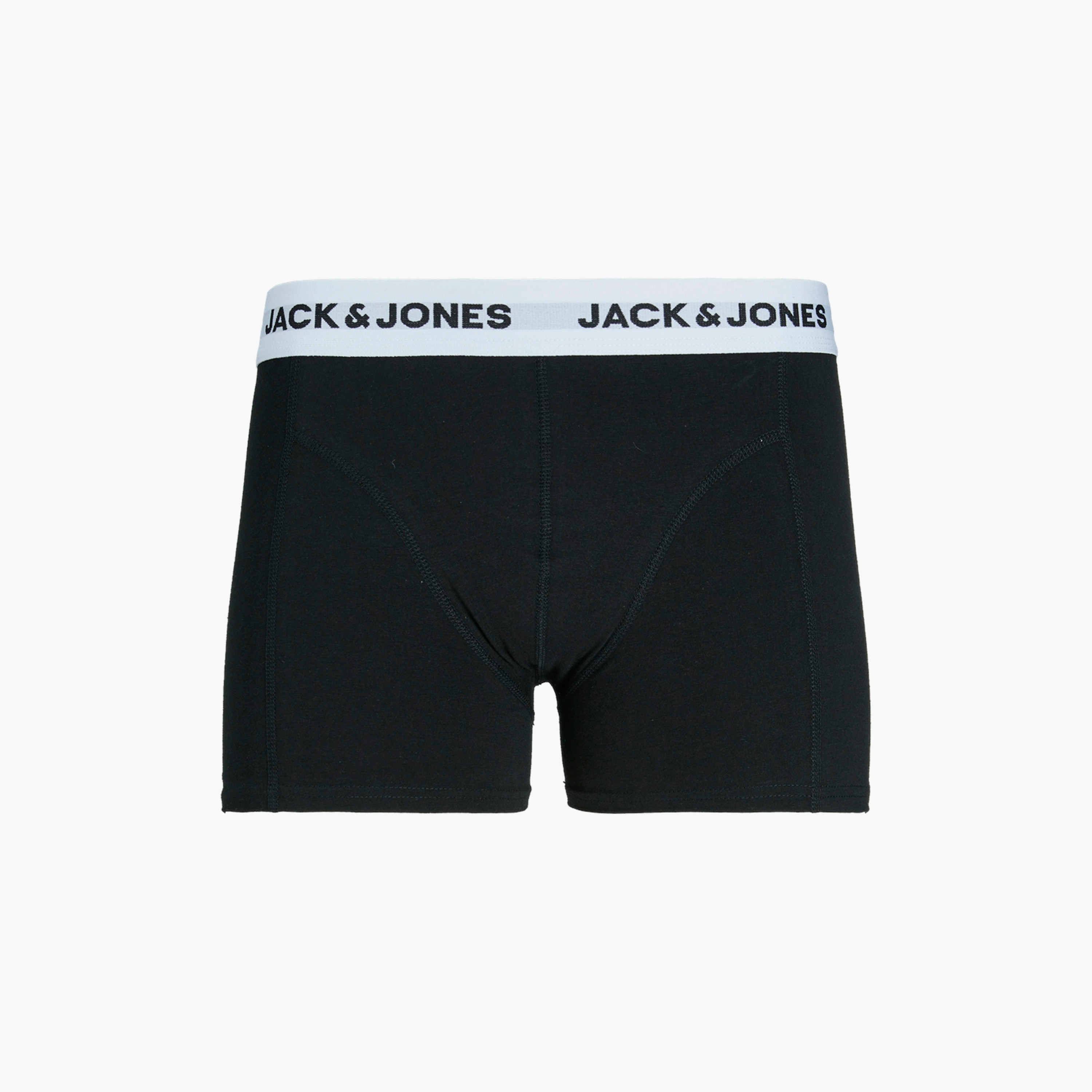Jack & Jones Pack of 3 Brand Print Waistband Trunks-men-clothing-innerwear-underwear-image-2
