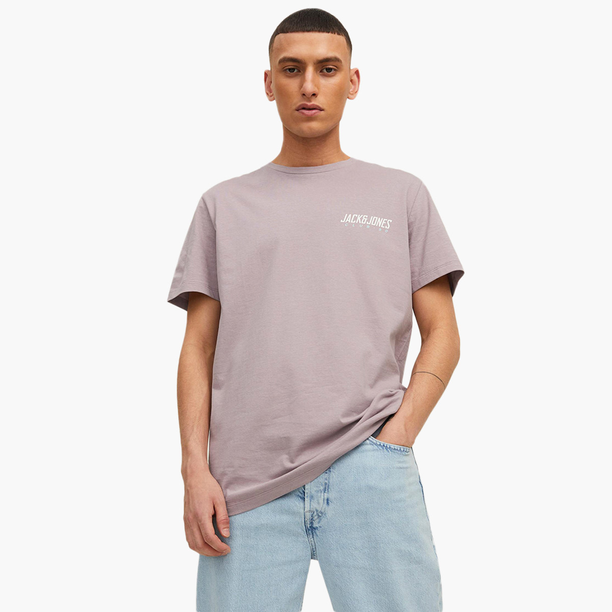 تي شيرت جاك آند جونز رجالي أرجواني بياقة مستديرة وأكمام قصيرة-men-clothing-tshirtsandpolos-tshirts-image-1