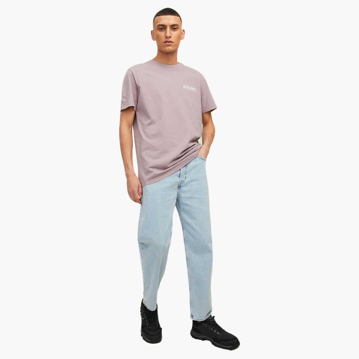 تي شيرت جاك آند جونز رجالي أرجواني بياقة مستديرة وأكمام قصيرة-men-clothing-tshirtsandpolos-tshirts-image-4