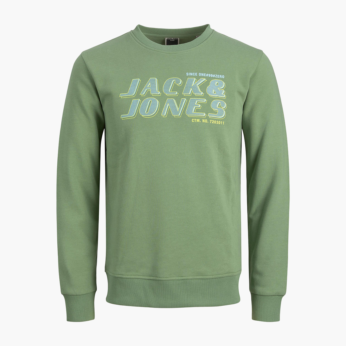 القميص من النوع الثقيل جاك آند جونز رجالي بياقة مستديرة وشعار أخضر-men-winterwear-hoodiesandsweatshirts-image-2