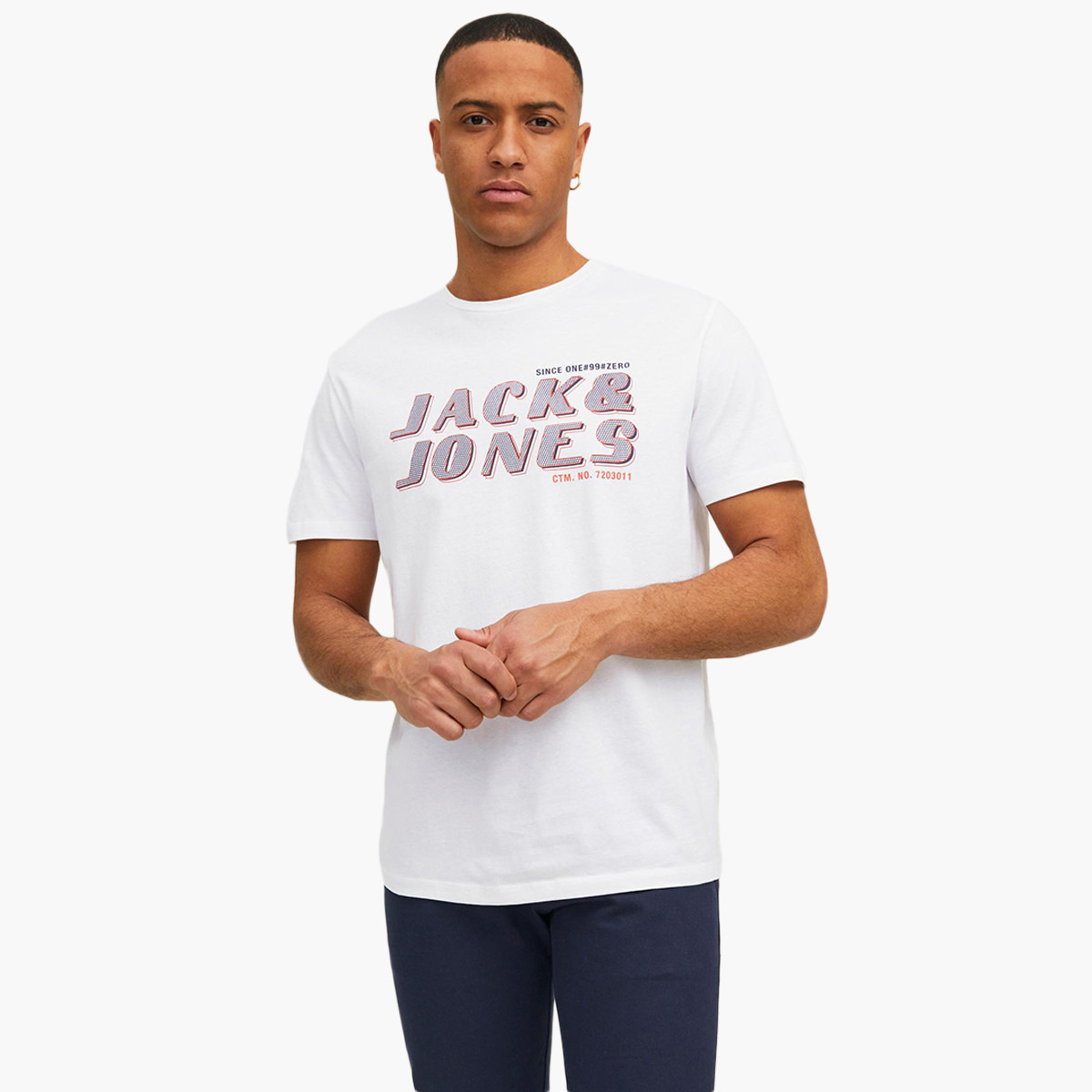 القميص من النوع الثقيل رجالي من جاك وجوكس بأكمام قصيرة وياقة دائرية وشعار أبيض-men-clothing-tshirtsandpolos-tshirts-image-1