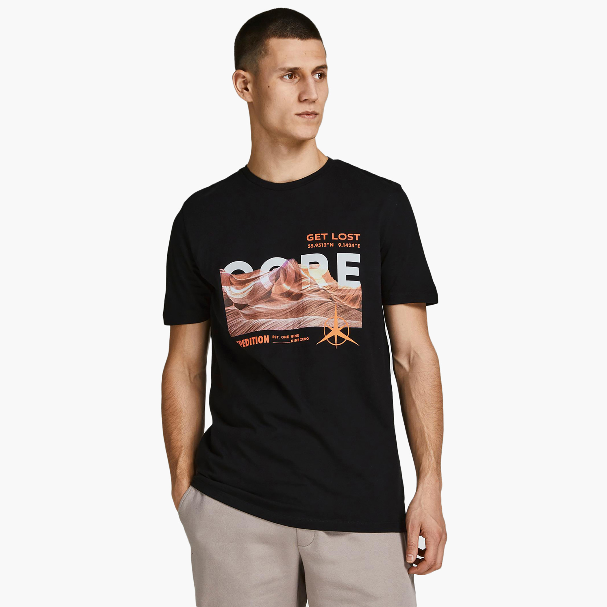 Jack & Jones Men Graphic Black Crew Neck Short Sleeves T-Shirt-men-clothing-tshirtsandpolos-tshirts-image-1