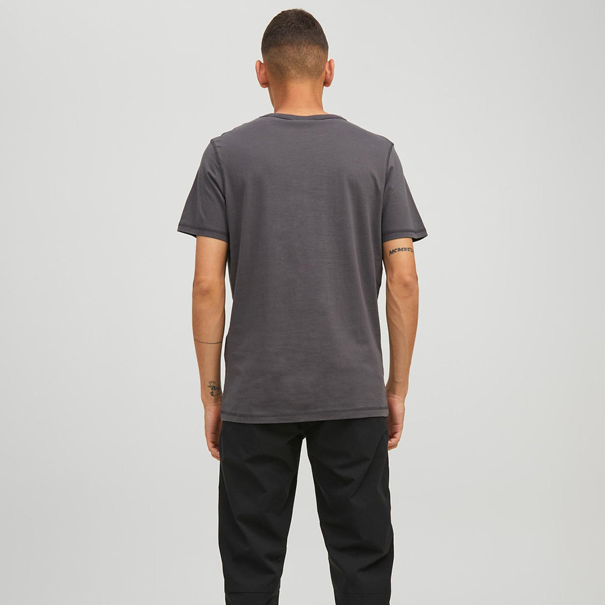 Jack & Jones Men Grey Printed Crew Neck Short Sleeves T-Shirt-men-clothing-tshirtsandpolos-tshirts-image-2