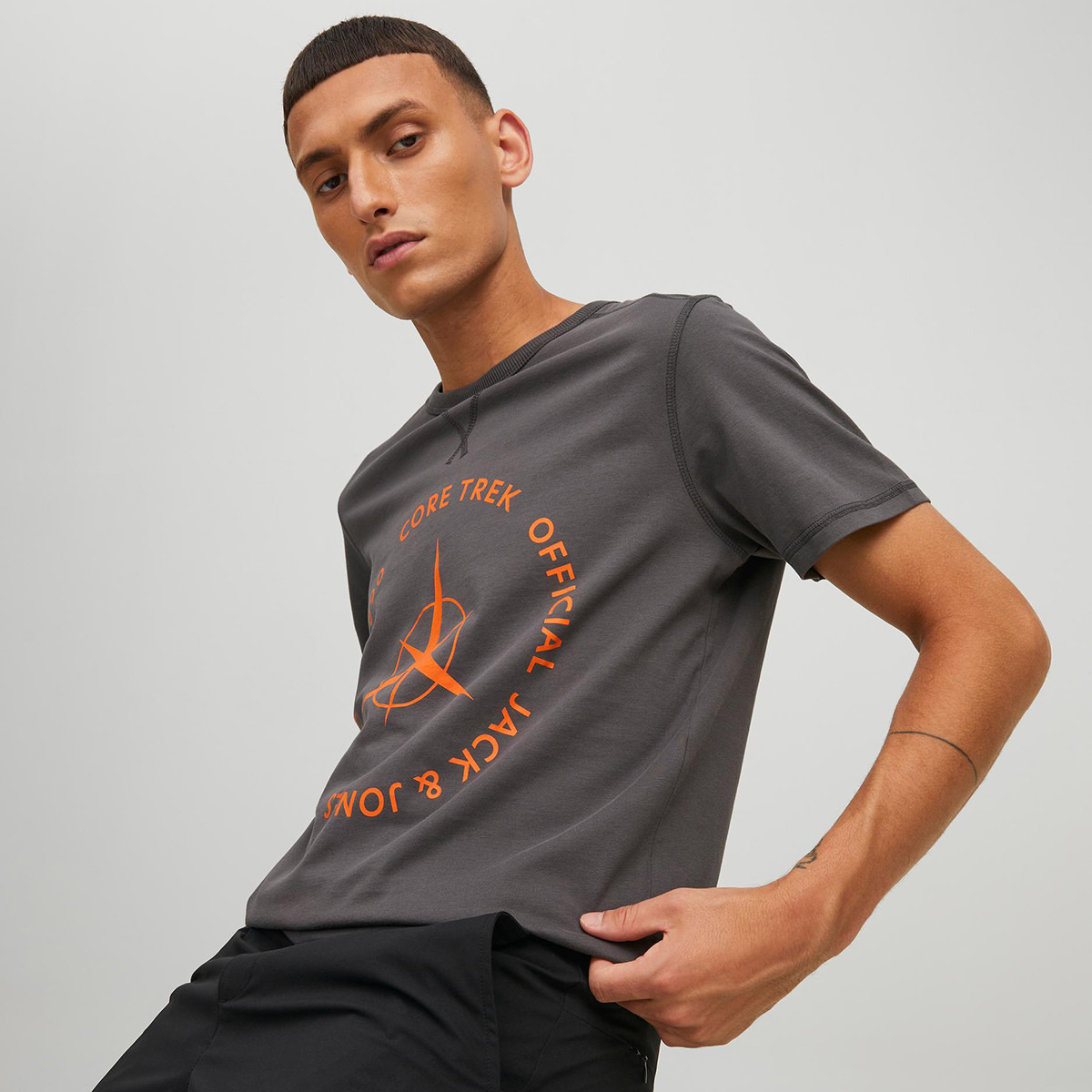 Jack & Jones Men Grey Printed Crew Neck Short Sleeves T-Shirt-men-clothing-tshirtsandpolos-tshirts-image-6