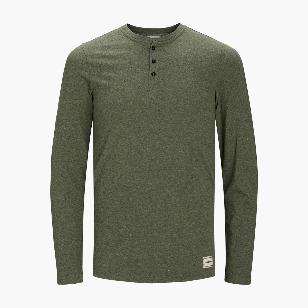هينلي تي شيرت رجالي من جاك آند جونز بأكمام طويلة و سادة مع لون أخضر-men-clothing-tshirtsandpolos-tshirts-image-1