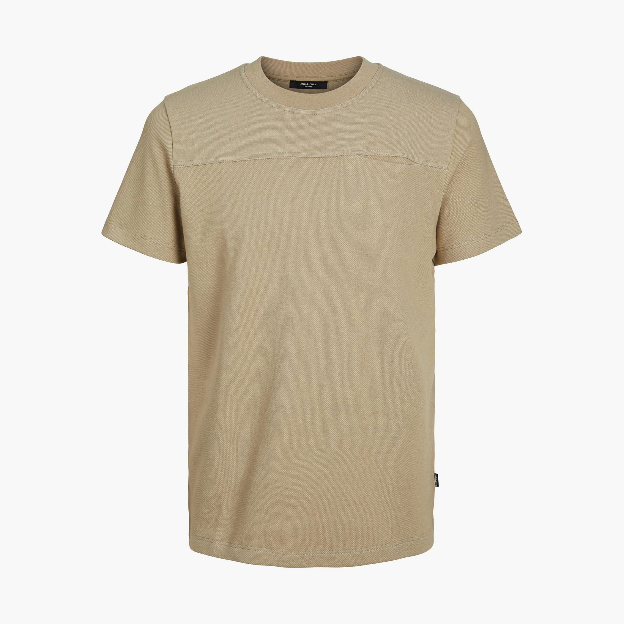 تي شيرت رجالي من جاك آند جونز بأكمام قصيرة و ياقة مستديرة سادة مع لون بني-men-clothing-tshirtsandpolos-tshirts-image-1