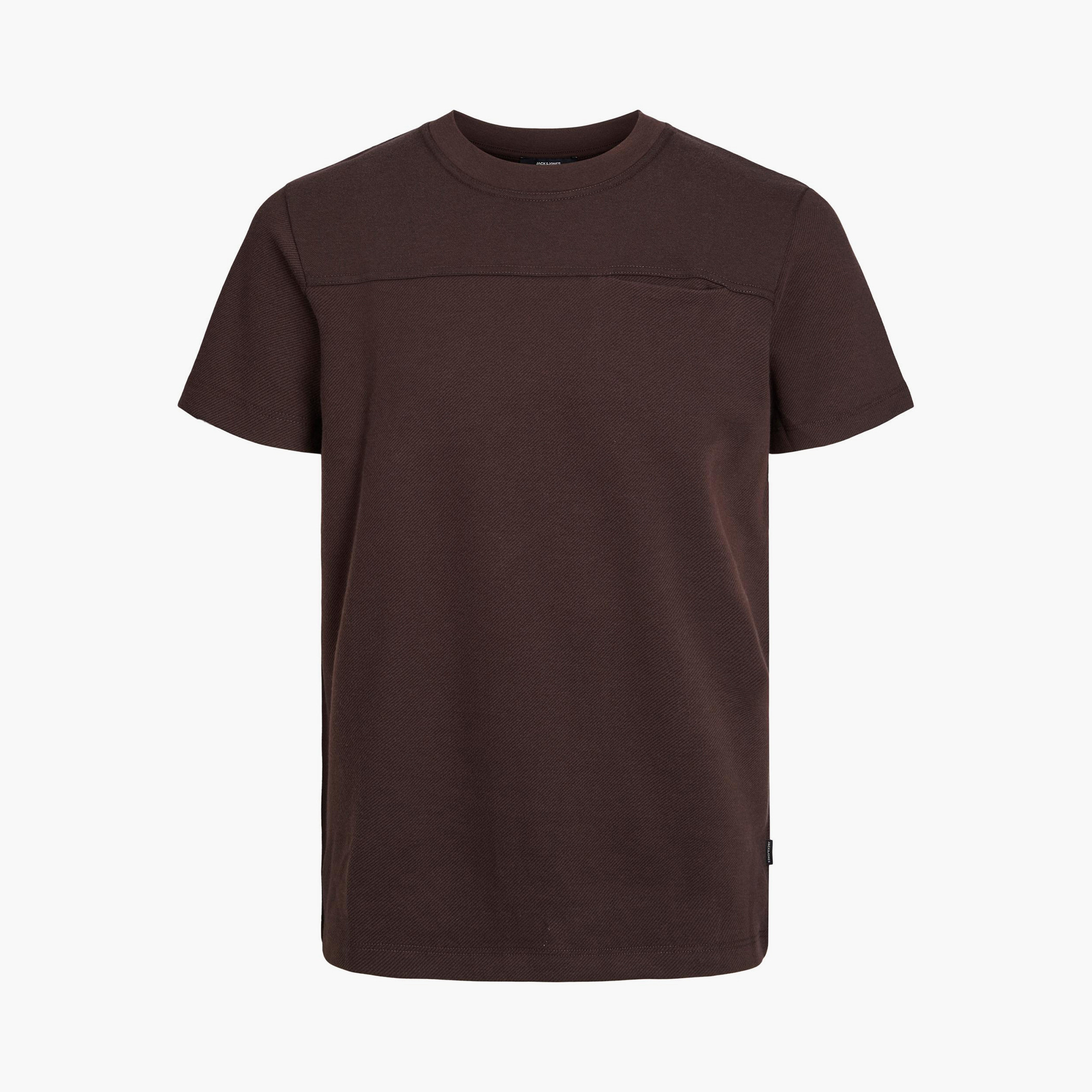 تي شيرت رجالي من جاك آند جونز بأكمام قصيرة و ياقة مستديرة سادة مع لون بني-men-clothing-tshirtsandpolos-tshirts-image-1