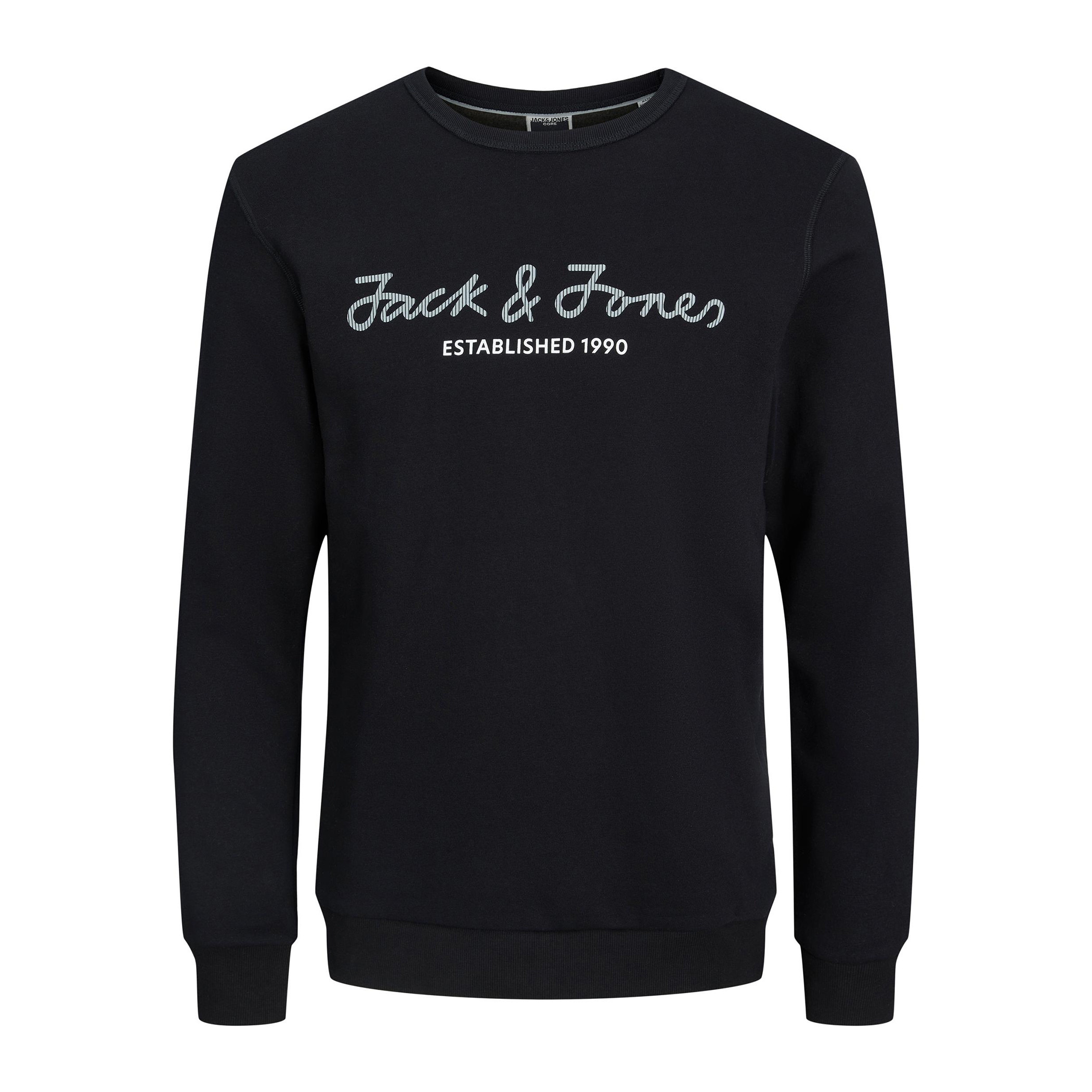 سويت شيرت جاك آند جونز رجالي بلون اسود مطبوع و رقبة دائرية-men-winterwear-hoodiesandsweatshirts-image-2