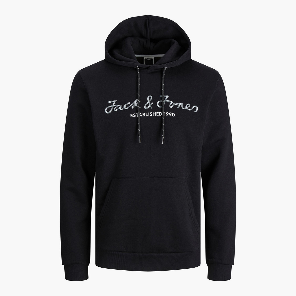 هودي جاك آند جونز بجيب كانغارو مطبوع بلون اسود للرجال-men-winterwear-hoodiesandsweatshirts-image-3