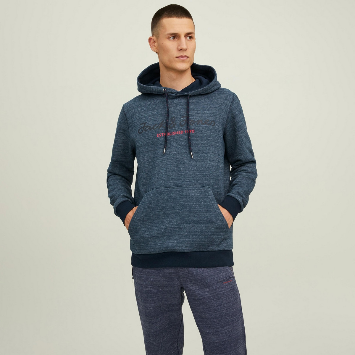 Jack & Jones Men Black Printed Kangaroo Pocket Hoodie-men-winterwear-hoodiesandsweatshirts-image-9