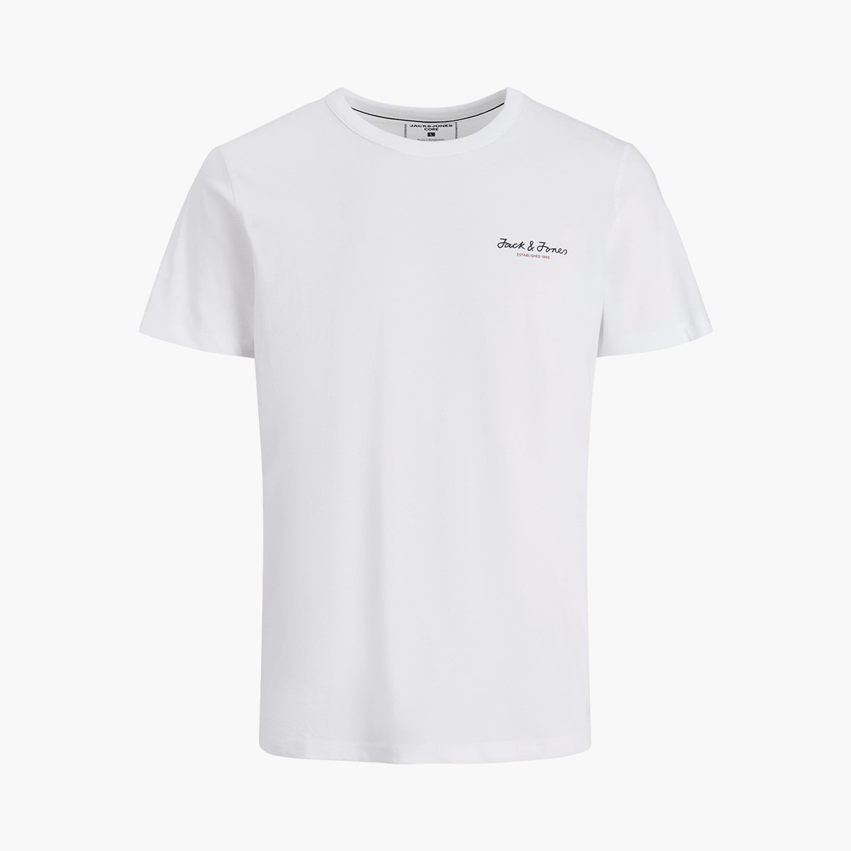 تي شيرت رجالي من جاك آند جونز بأكمام قصيرة و ياقة مستديرة و شعار مع لون ابیض-men-clothing-tshirtsandpolos-tshirts-image-1