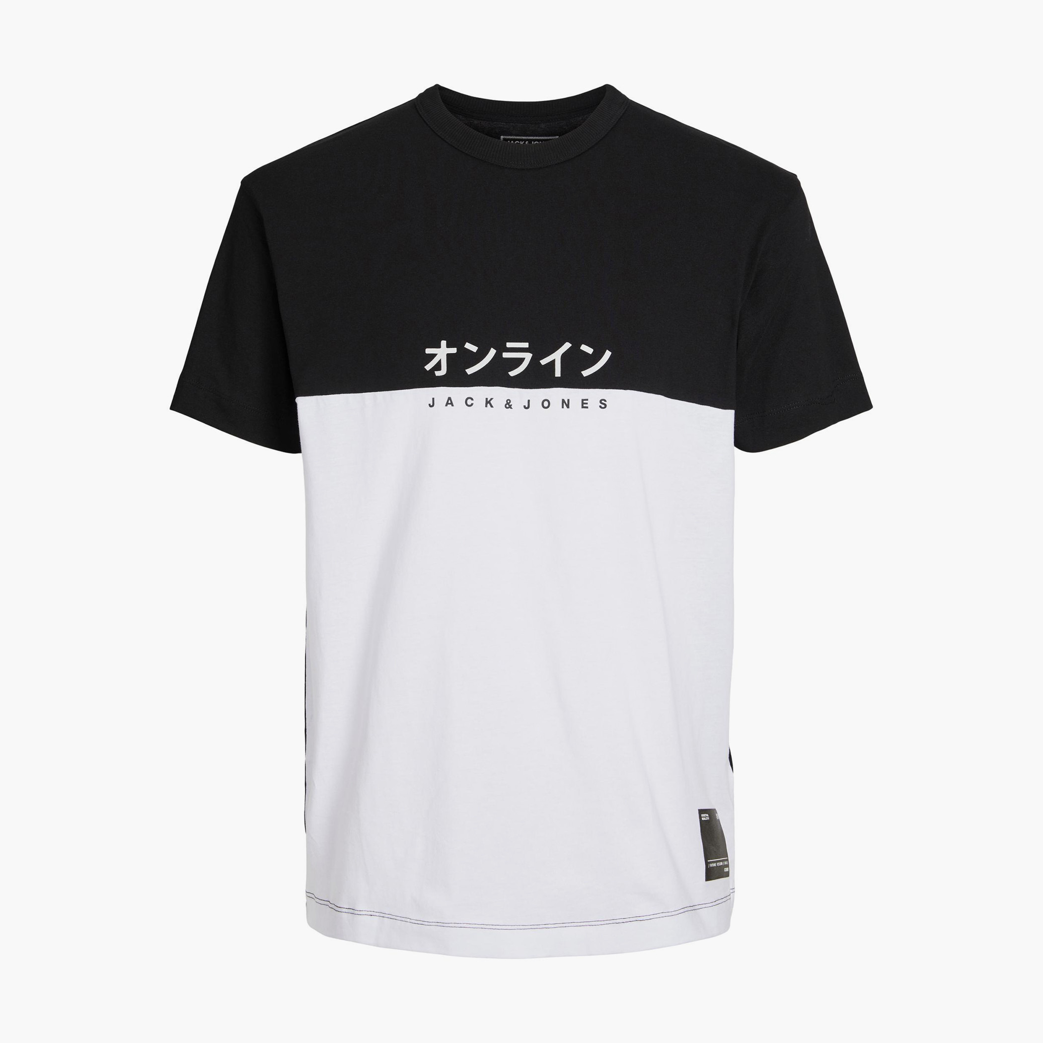 تي شيرت رجالي من جاك آند جونز بأكمام قصيرة و ياقة مستديرة و ضيقة مع لون ابیض-men-clothing-tshirtsandpolos-tshirts-image-1