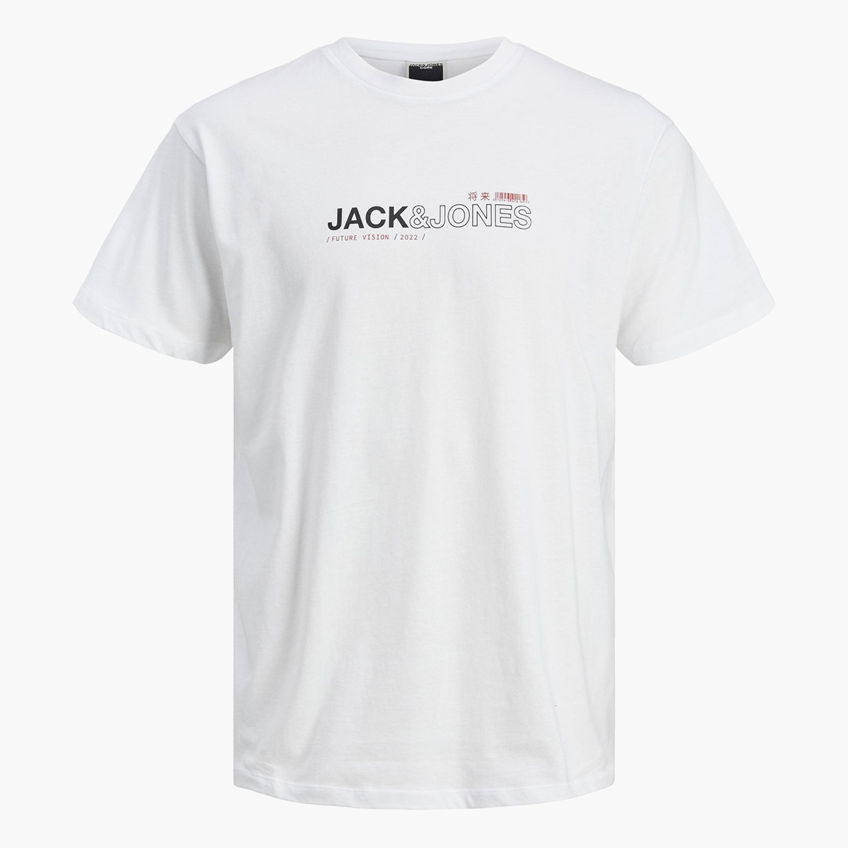 تي شيرت جاك آند جونز رجالي بياقة مستديرة وأكمام قصيرة وشعار أبيض-men-clothing-tshirtsandpolos-tshirts-image-1