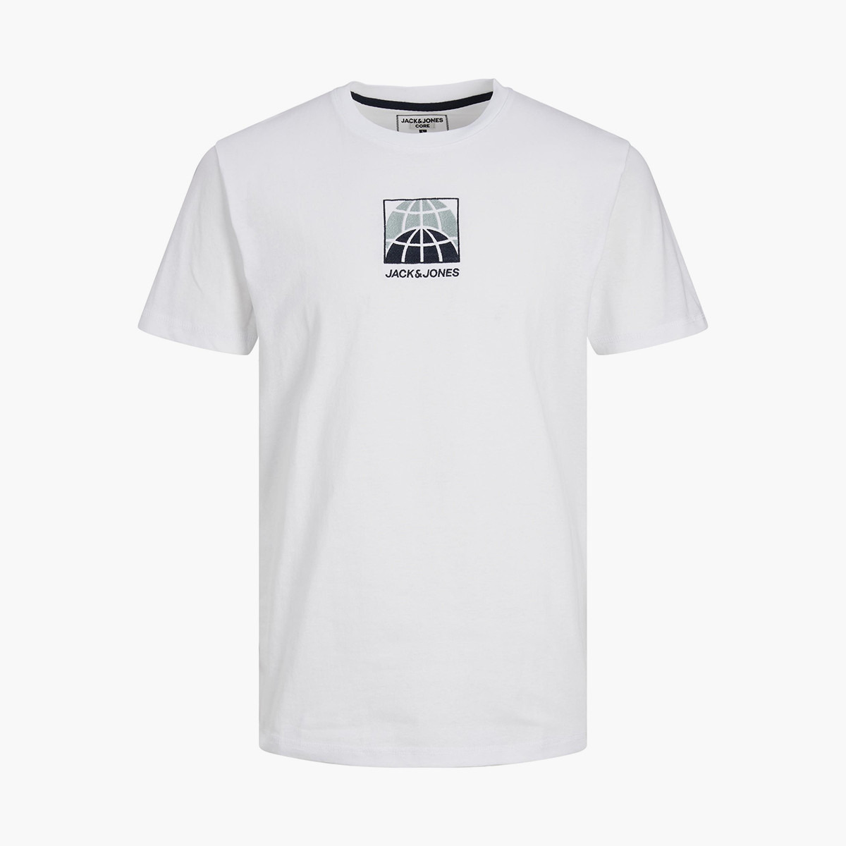 تي شيرت رجالي من جاك آند جونز بأكمام قصيرة و ياقة مستديرة و مطبوع مع لون ابیض-men-clothing-tshirtsandpolos-tshirts-image-3