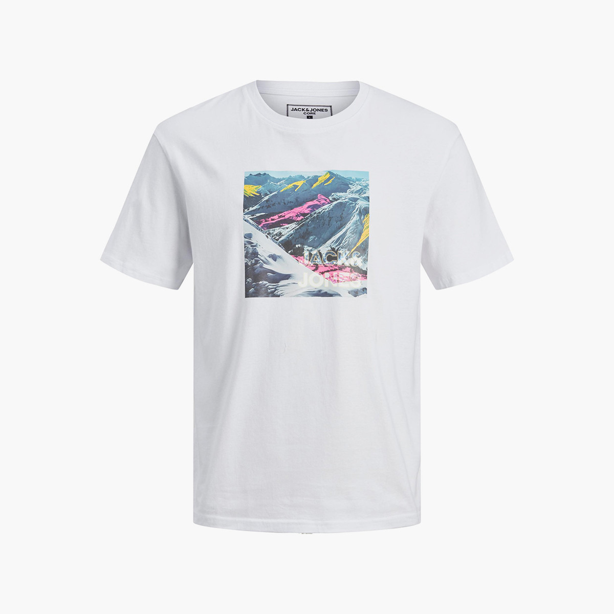 تي شيرت رجالي من جاك آند جونز بأكمام قصيرة و ياقة مستديرة و جرافيك مع لون ابیض-men-clothing-tshirtsandpolos-tshirts-image-3