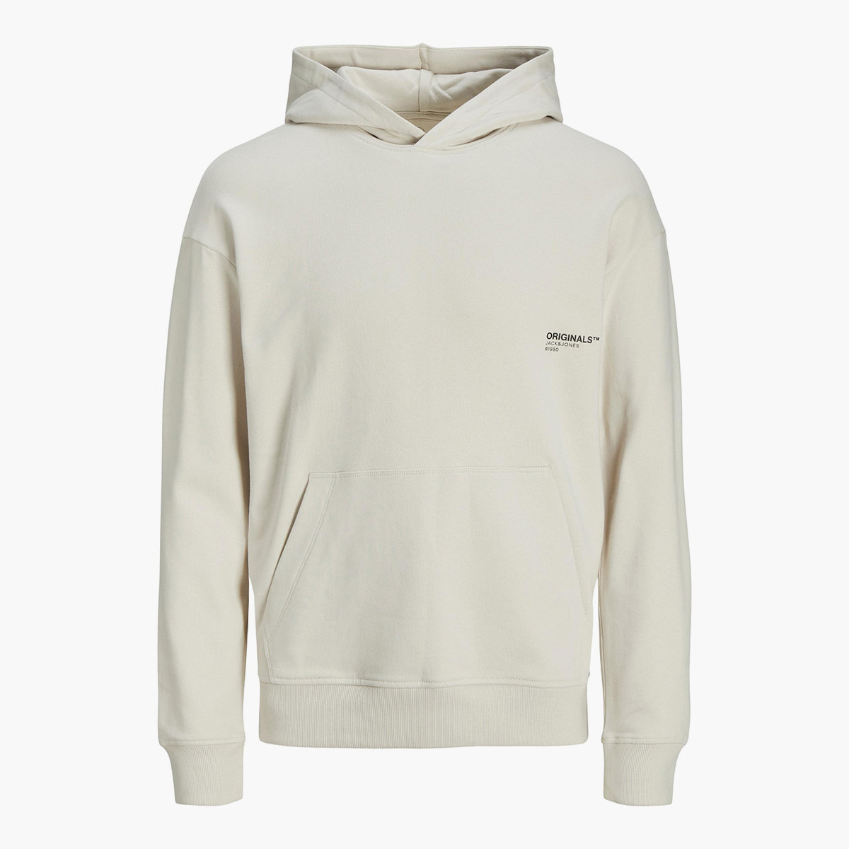 هودي جاك آند جونز بجيب كانغارو مطبوع بلون كريمي للرجال-men-winterwear-hoodiesandsweatshirts-image-3