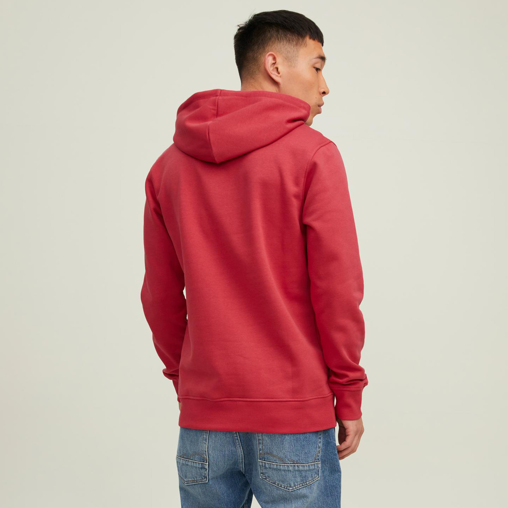 Jack & Jones Men Red Printed Kangaroo Pocket Standard Fit Hoodie-men-winterwear-hoodiesandsweatshirts-image-2