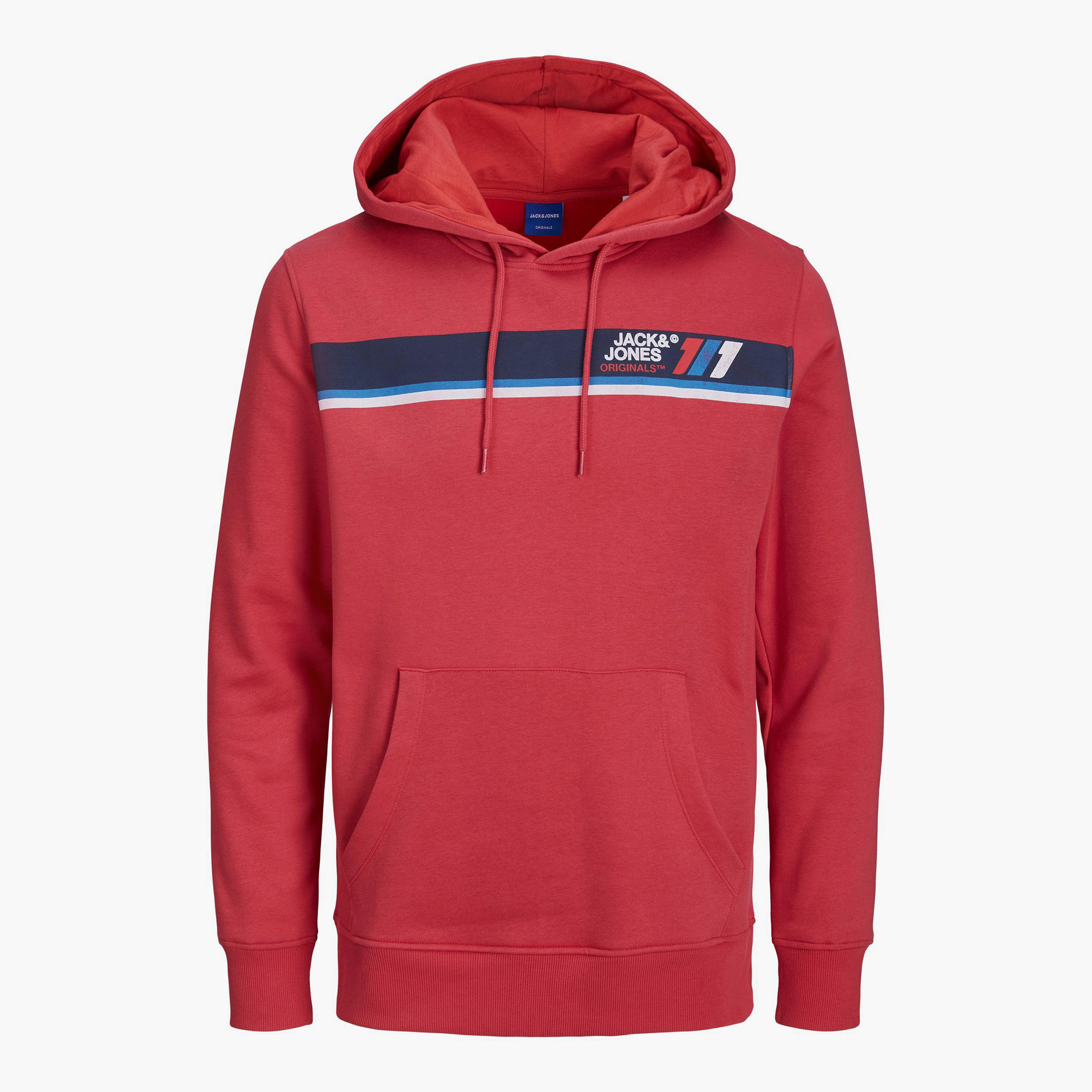 Jack & Jones Men Red Printed Kangaroo Pocket Standard Fit Hoodie-men-winterwear-hoodiesandsweatshirts-image-3