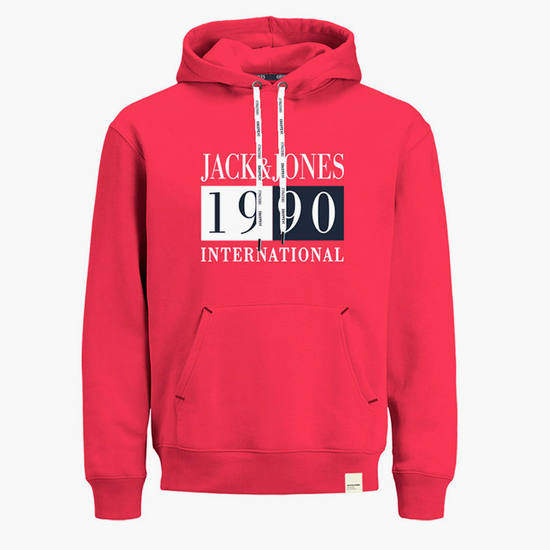 هودي جاك آند جونز من ستاندرد فيت بجيب كانغارو و مطبوع احمر للرجال-men-winterwear-hoodiesandsweatshirts-image-1