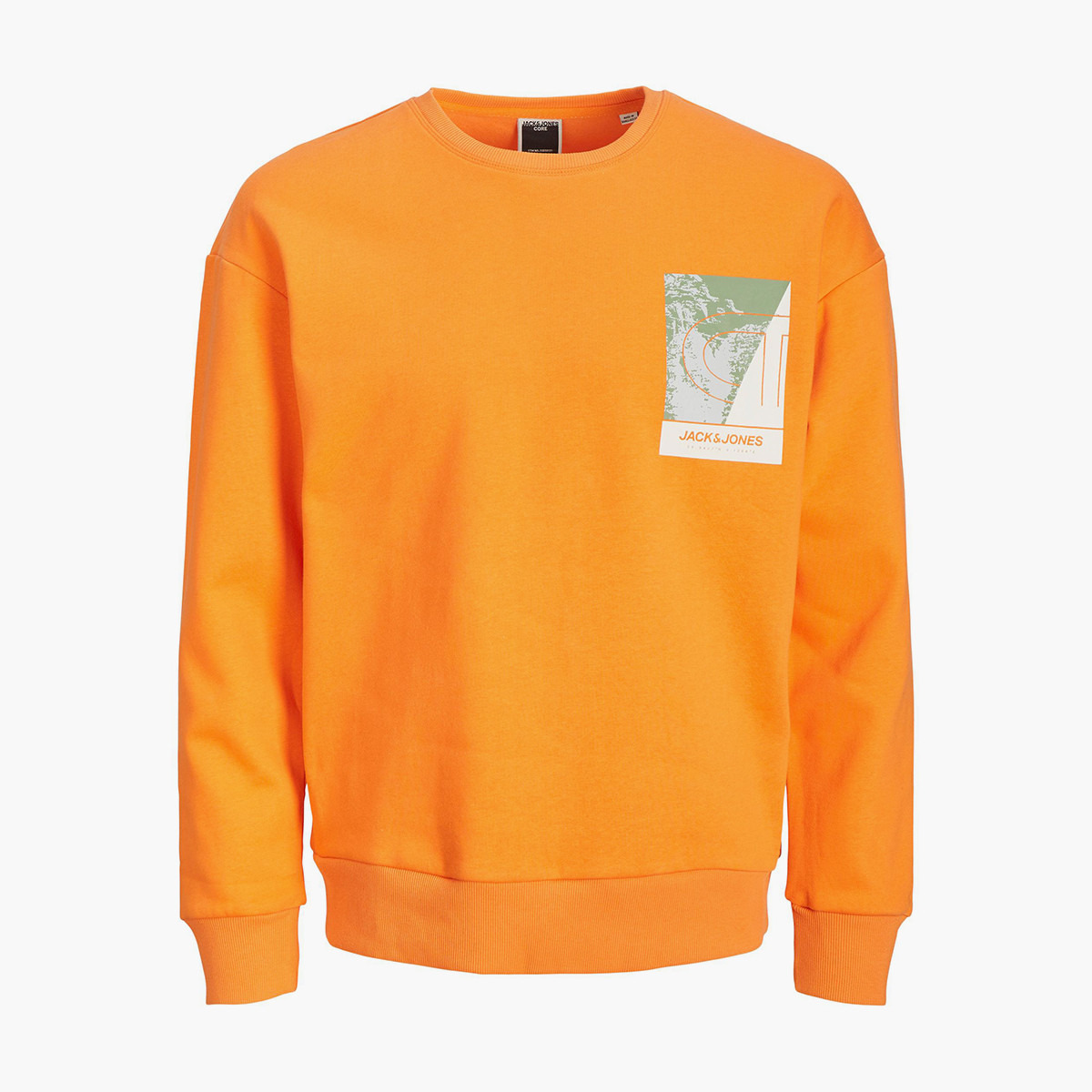 Jack & Jones Men Orange Printed Crew Neck Sweatshirt-men-winterwear-hoodiesandsweatshirts-image-1