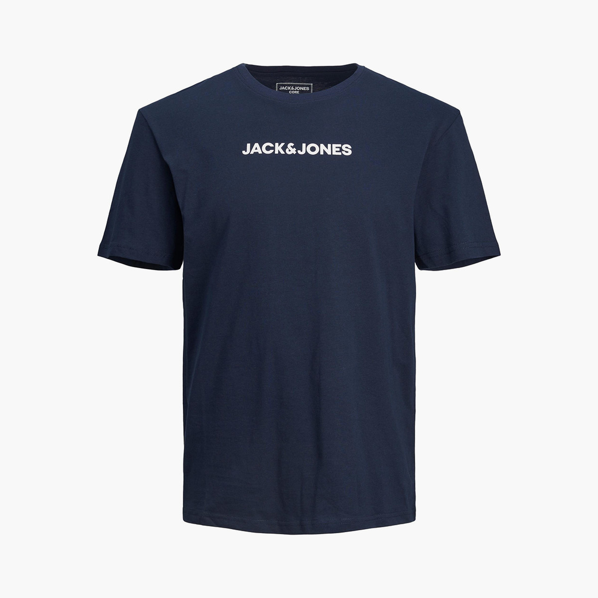 تي شيرت رجالي من جاك آند جونز بأكمام قصيرة و ياقة مستديرة مع شعار أزرق كحلي-men-clothing-tshirtsandpolos-tshirts-image-1