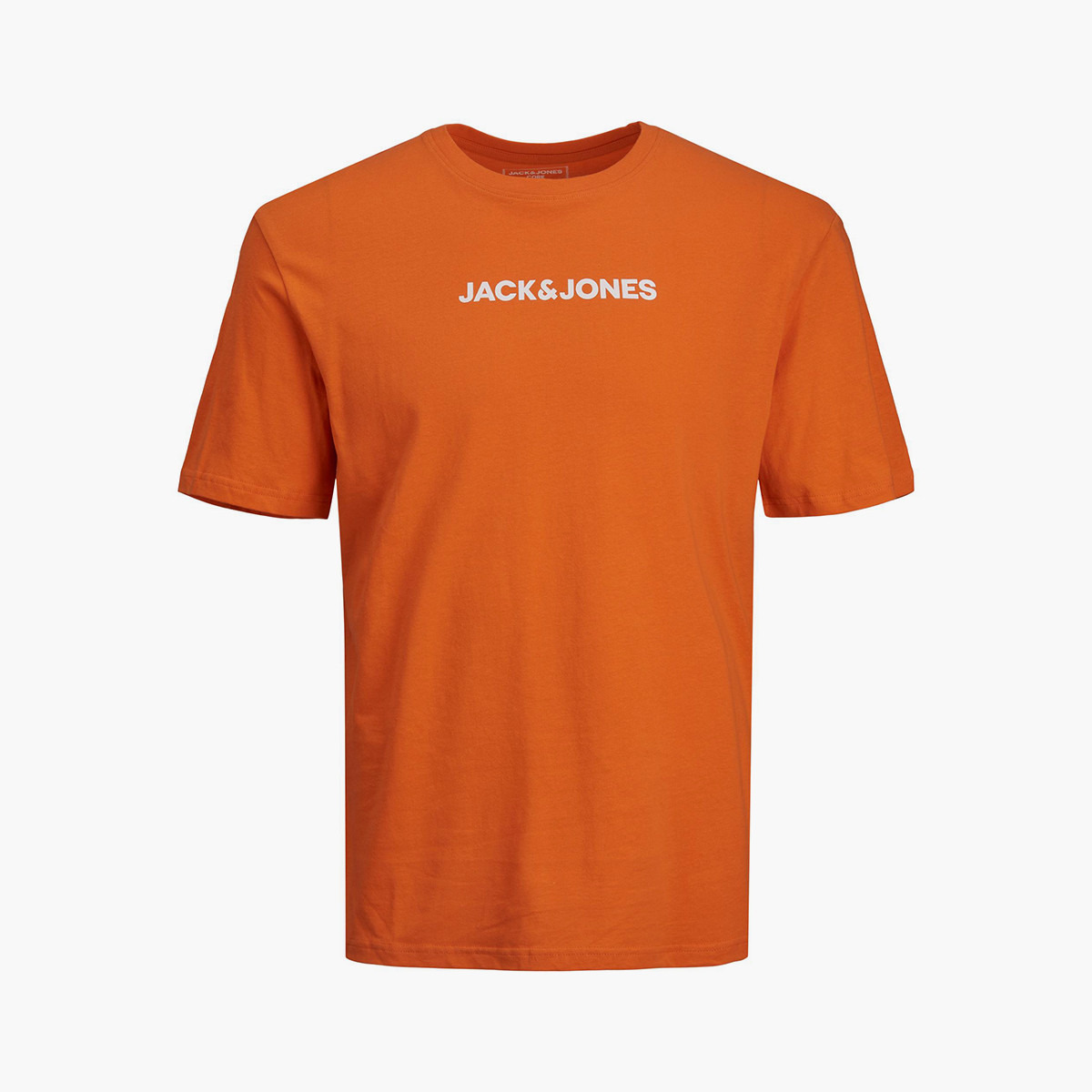 تي شيرت رجالي من جاك آند جونز بأكمام قصيرة و ياقة مستديرة و شعار مع لون برتقالي-men-clothing-tshirtsandpolos-tshirts-image-1