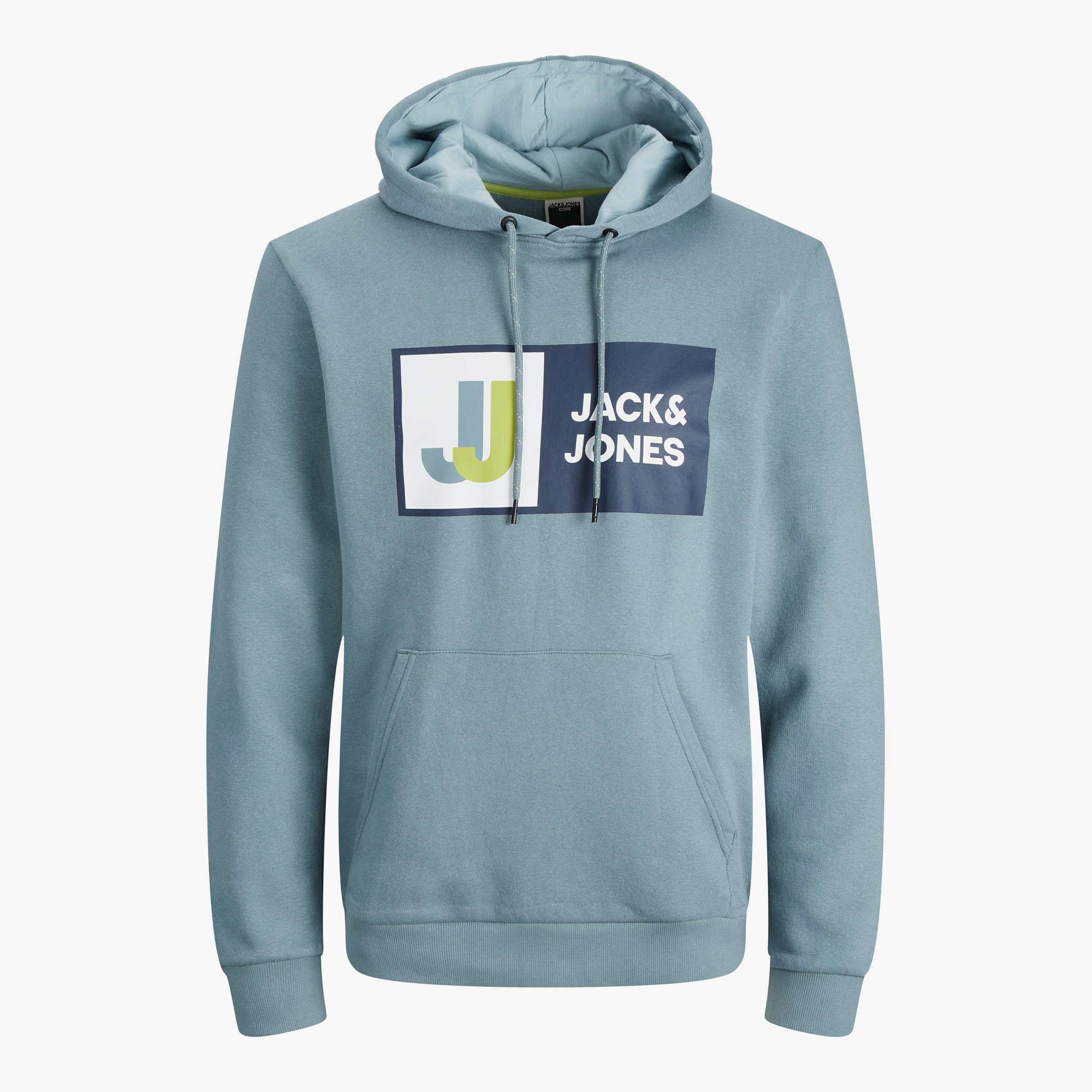 هودي جاك آند جونز من ستاندرد فيت بجيب كانغارو و مطبوع من نعناع للرجال-men-winterwear-hoodiesandsweatshirts-image-1