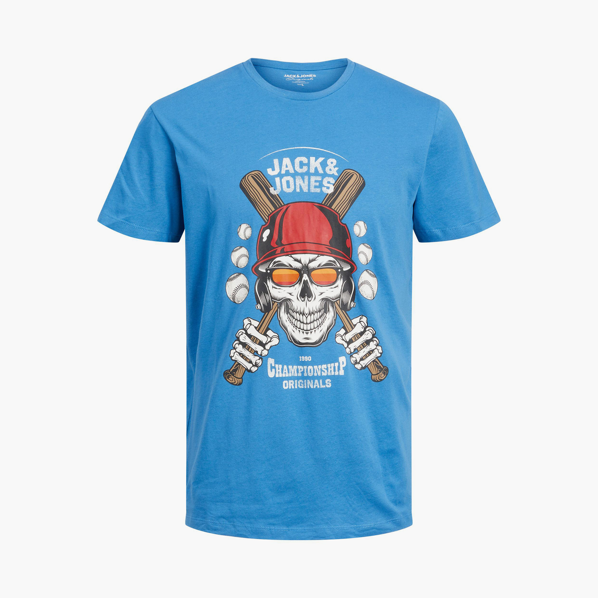 تي شيرت رجالي من جاك آند جونز بأكمام قصيرة و ياقة مستديرة و جرافيك مع لون أزرق-men-clothing-tshirtsandpolos-tshirts-image-1
