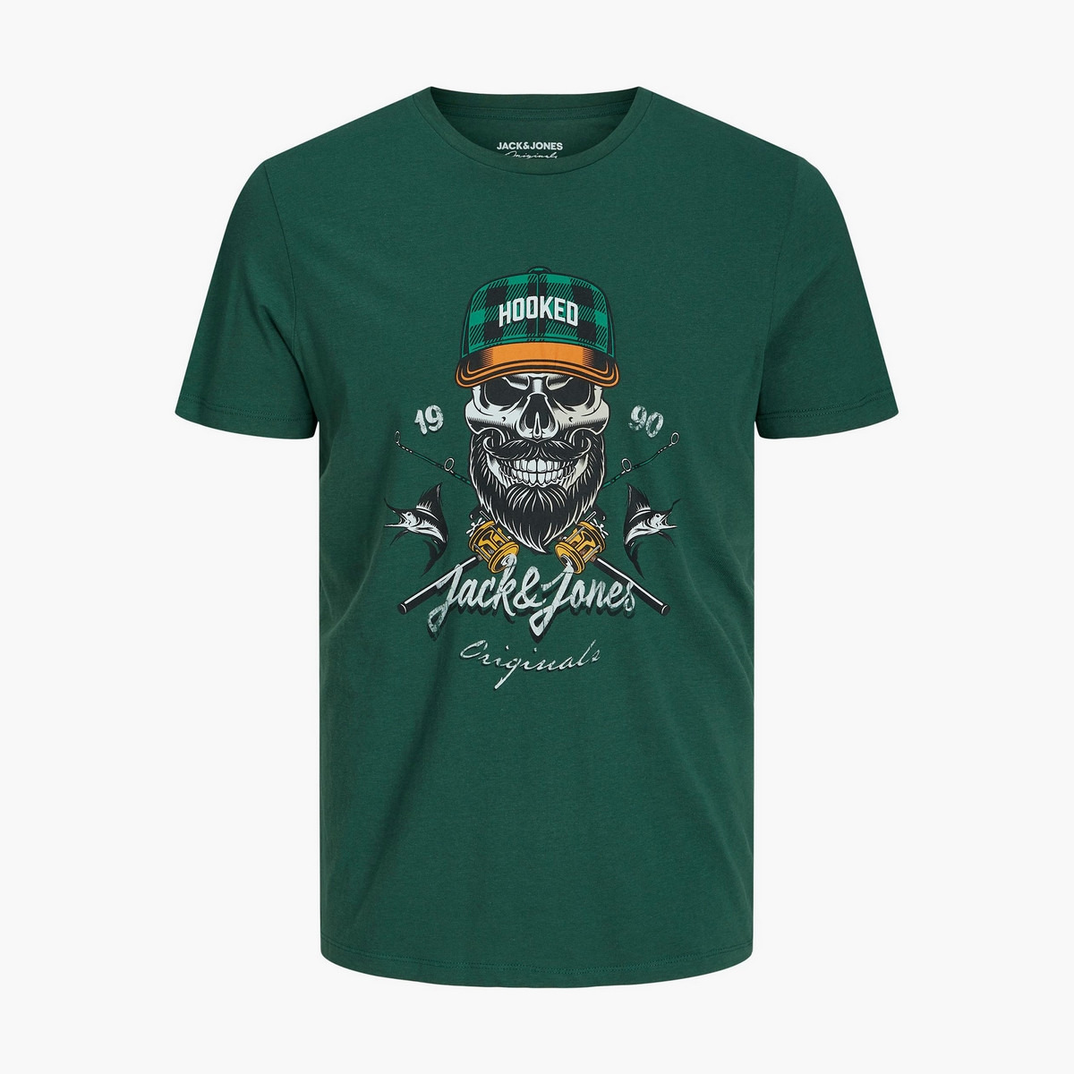 تي شيرت رجالي من جاك آند جونز بأكمام قصيرة و ياقة مستديرة و مطبوع مع لون بني-men-clothing-tshirtsandpolos-tshirts-image-4