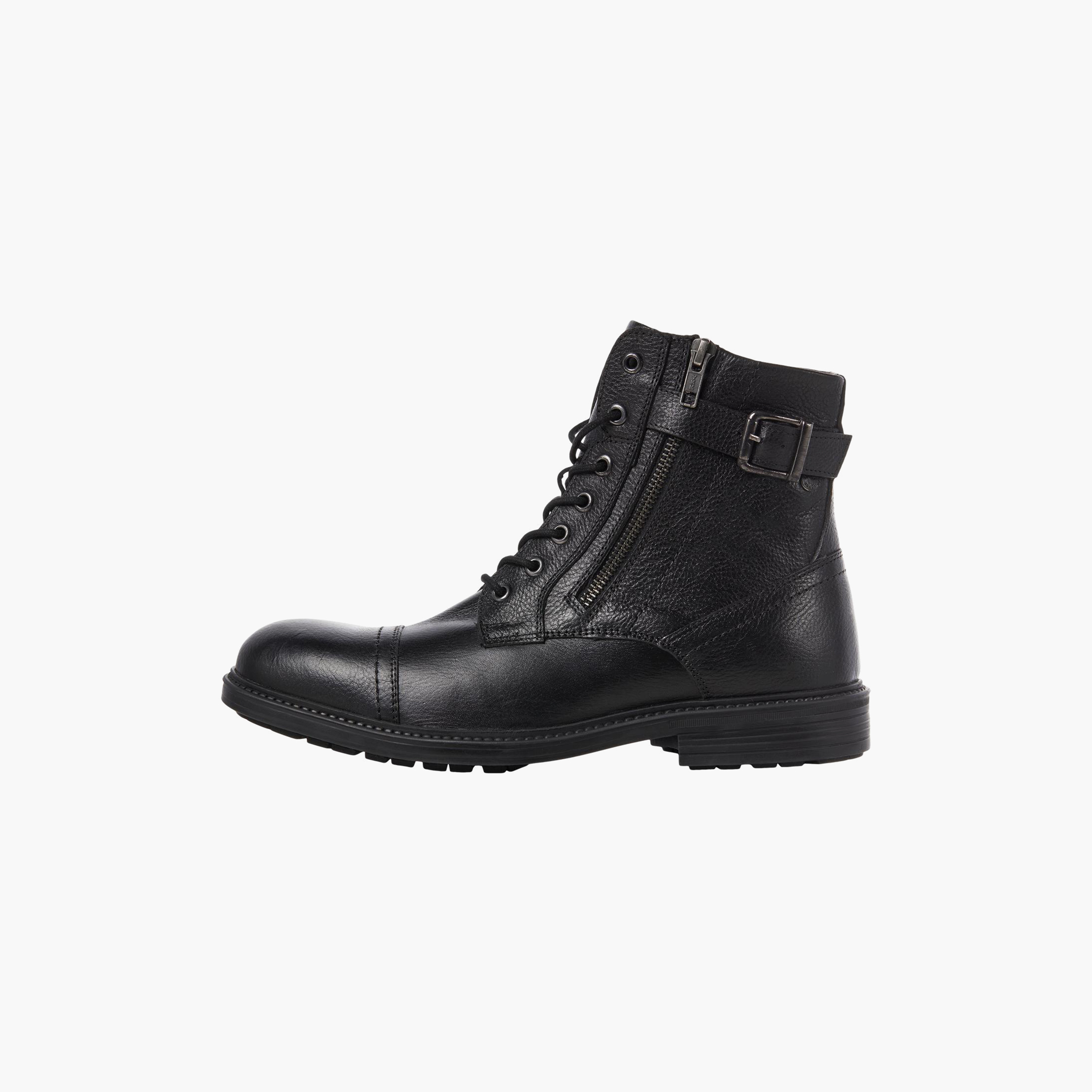 حذاء رجالي من جاك اند جونز مصنوع من الجلد جافهولاند بسحاب علوي وإغلاق | 12217007-men-shoes-boots-image-2