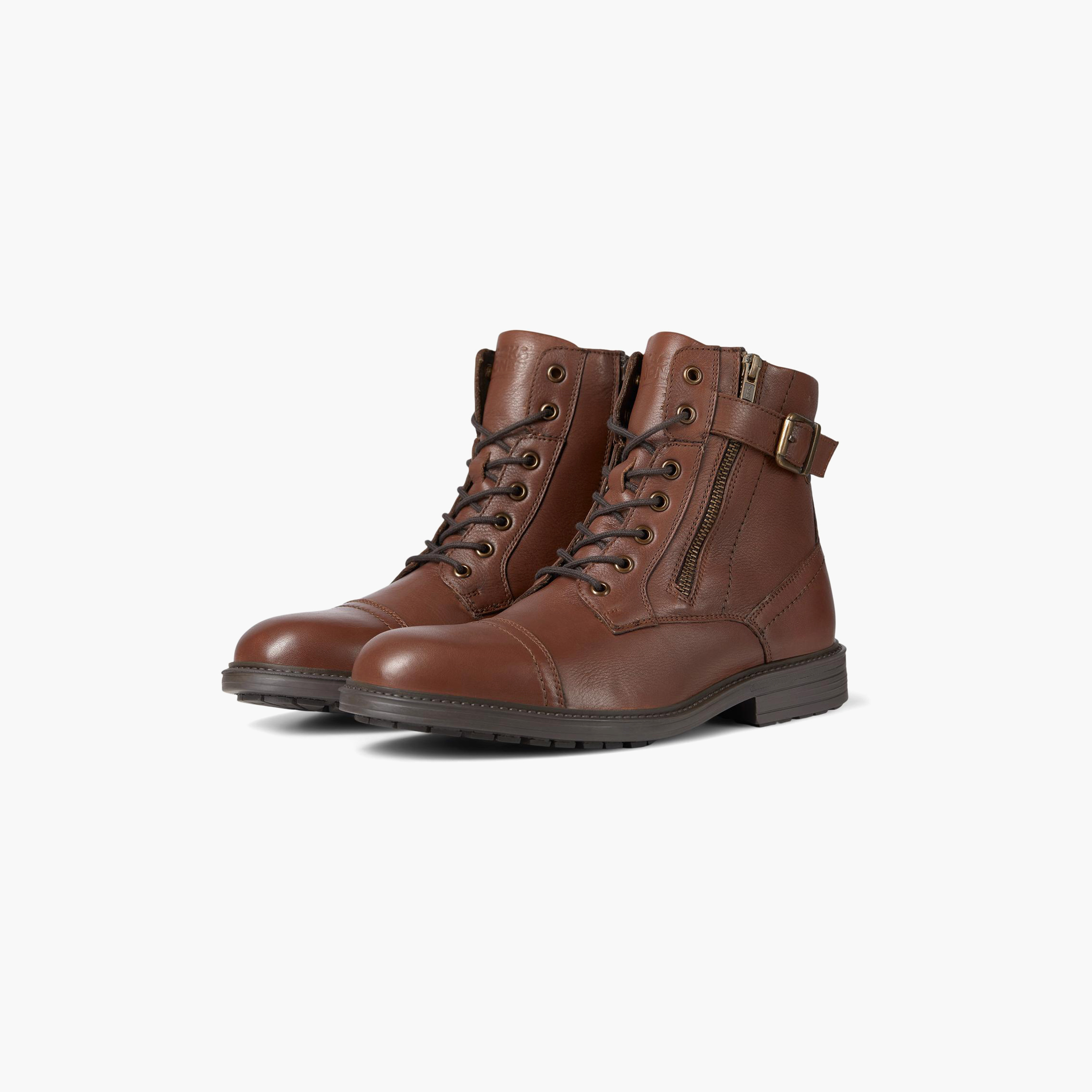 حذاء رجالي من جاك اند جونز مصنوع من الجلد جافهولاند بسحاب علوي وإغلاق | 12217007-men-shoes-boots-image-4