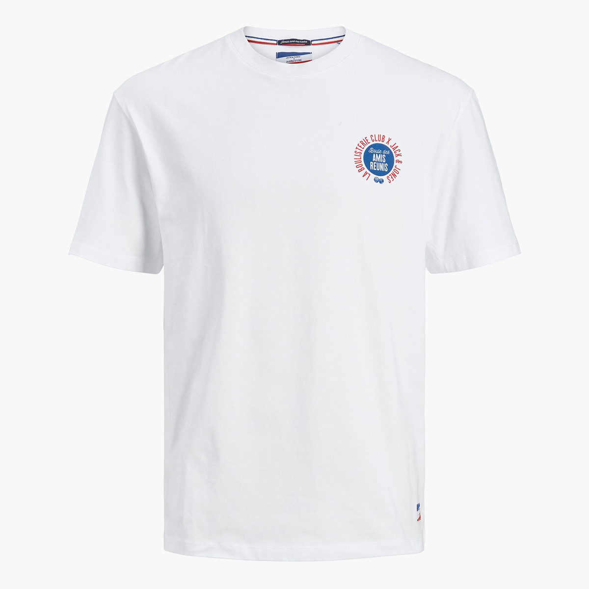 تي شيرت جاك آند جونز بأكمام قصيرة وياقة دائرية مطبوعة باللون الأبيض للرجال-men-clothing-tshirtsandpolos-tshirts-image-1