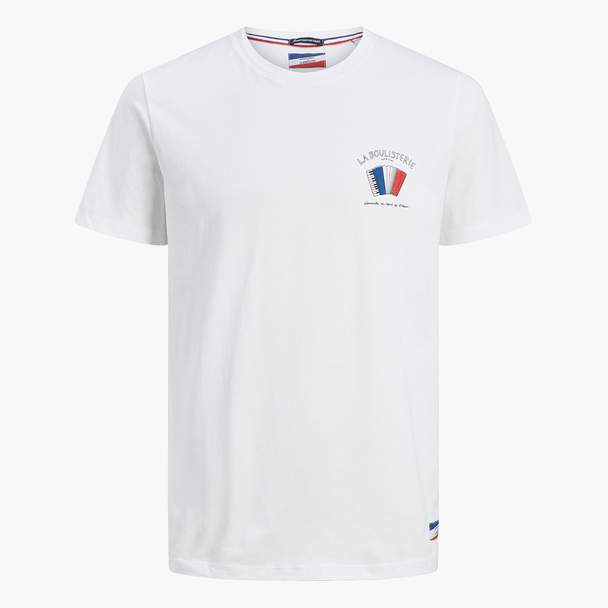 تي شيرت جاك آند جونز بأكمام قصيرة وياقة دائرية مطبوعة باللون الأبيض للرجال-men-clothing-tshirtsandpolos-tshirts-image-1