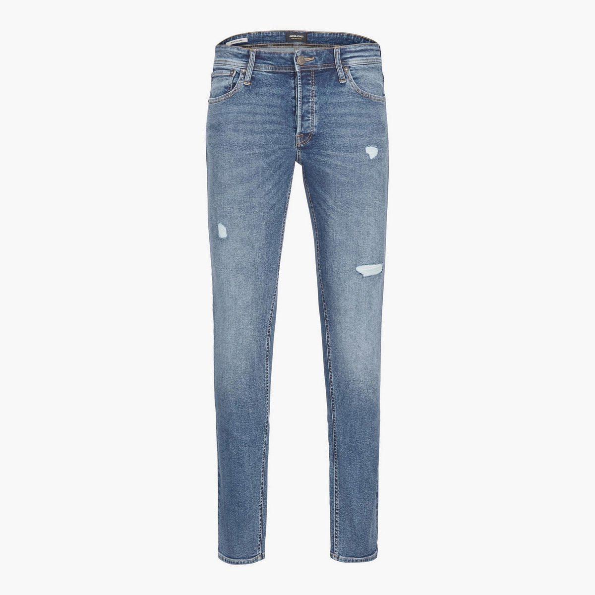 Jack & Jones Men Blue Ripped Skinny Fit Jeans with Pockets-men-clothing-bottoms-jeans-image-1