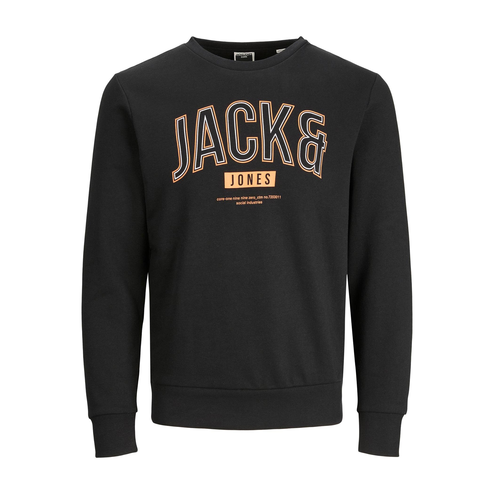 سويت شيرت جاك آند جونز رجالي بلون اسود مطبوع و رقبة دائرية-men-winterwear-hoodiesandsweatshirts-image-3