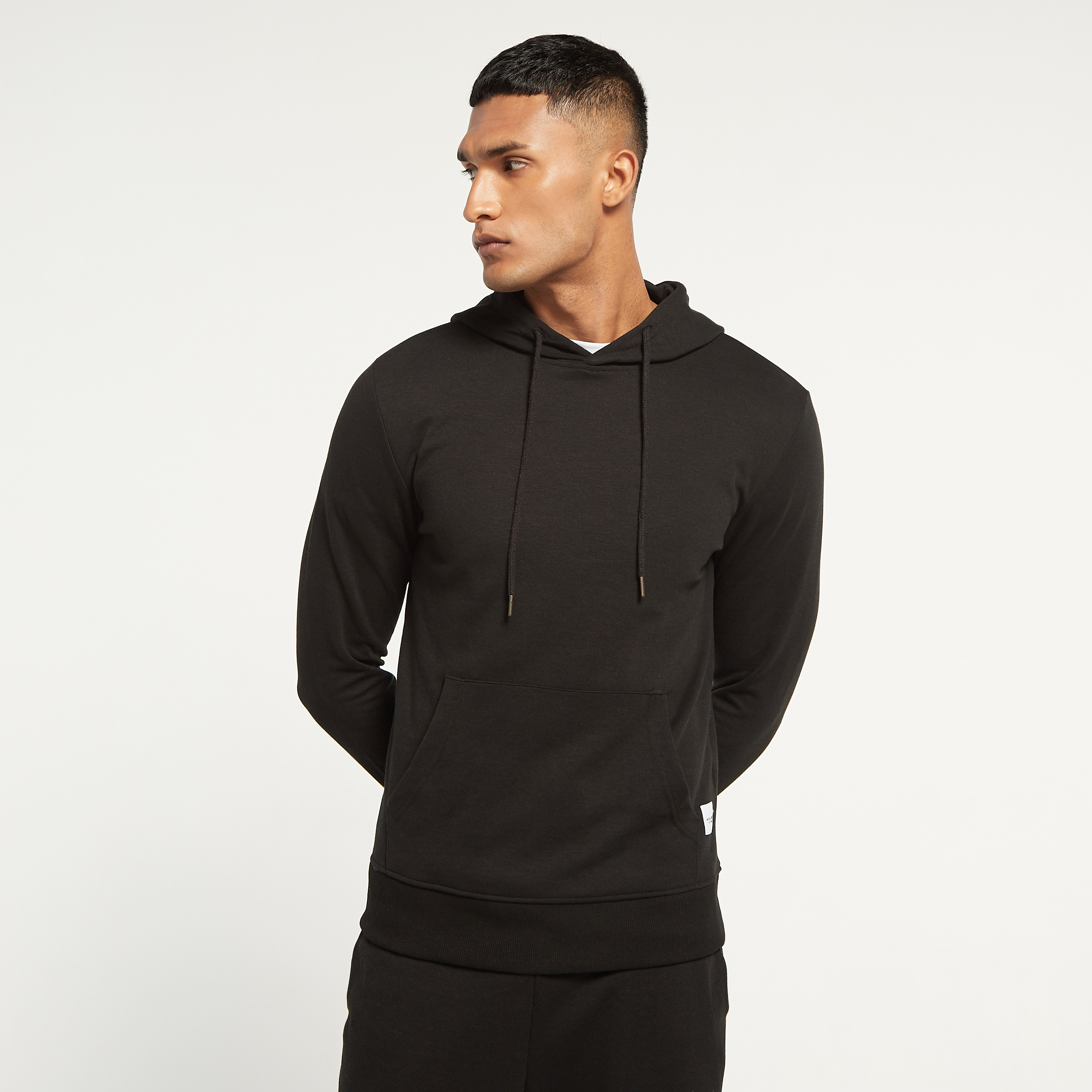 Jack & Jones Plain Kangaroo Pocket Hoodie with Drawstring Joggers-men-winterwear-hoodiesandsweatshirts-image-2